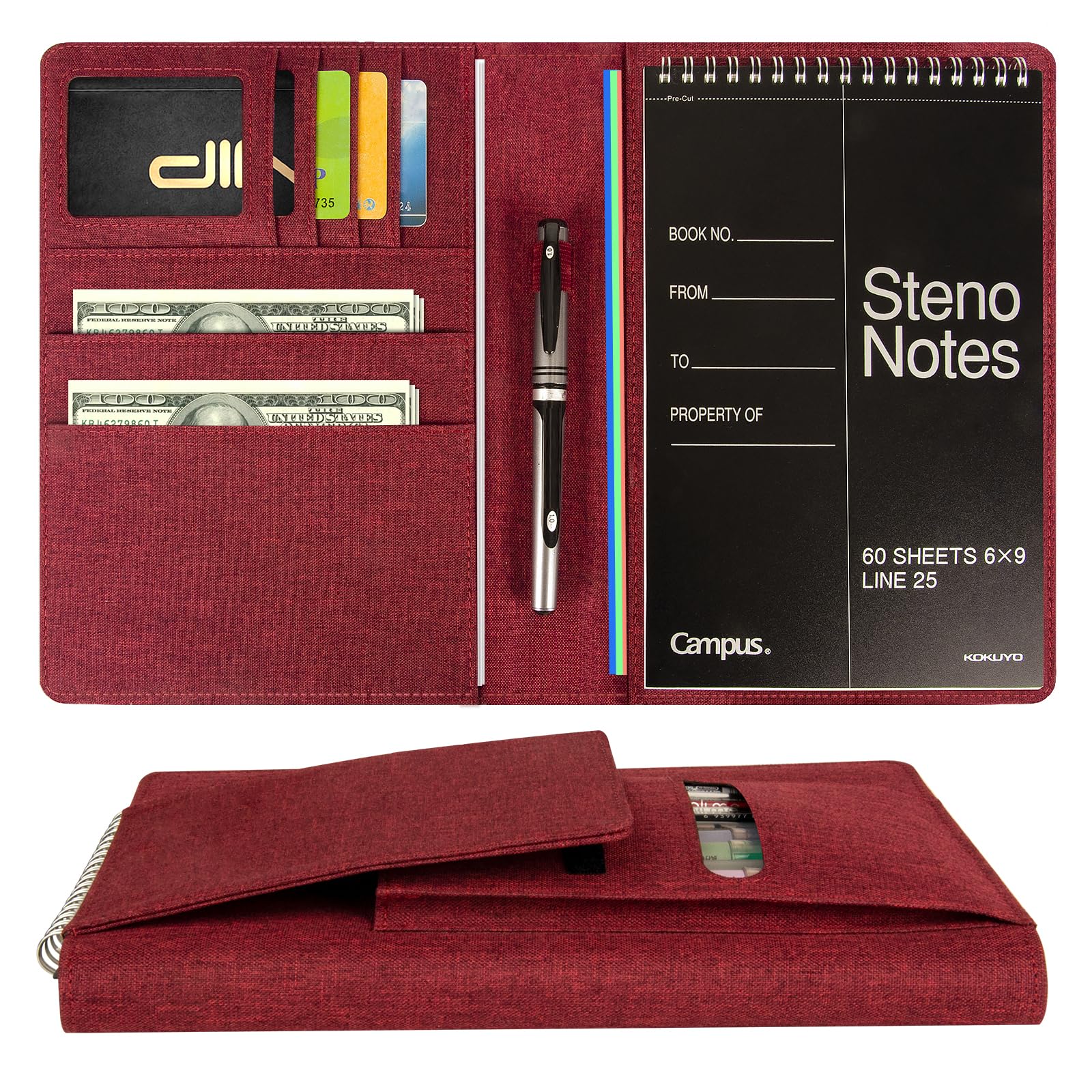 Okładka dziennika do Rocketbook Flip | Rozmiar Executive 15.2 cm x 22.4 cm pasuje do A5, 15.2 cm x 22.9 cm Steno Pad/Notebook & Top Spiral Notepad | Wodoodporne etui ochronne z uchwytem na