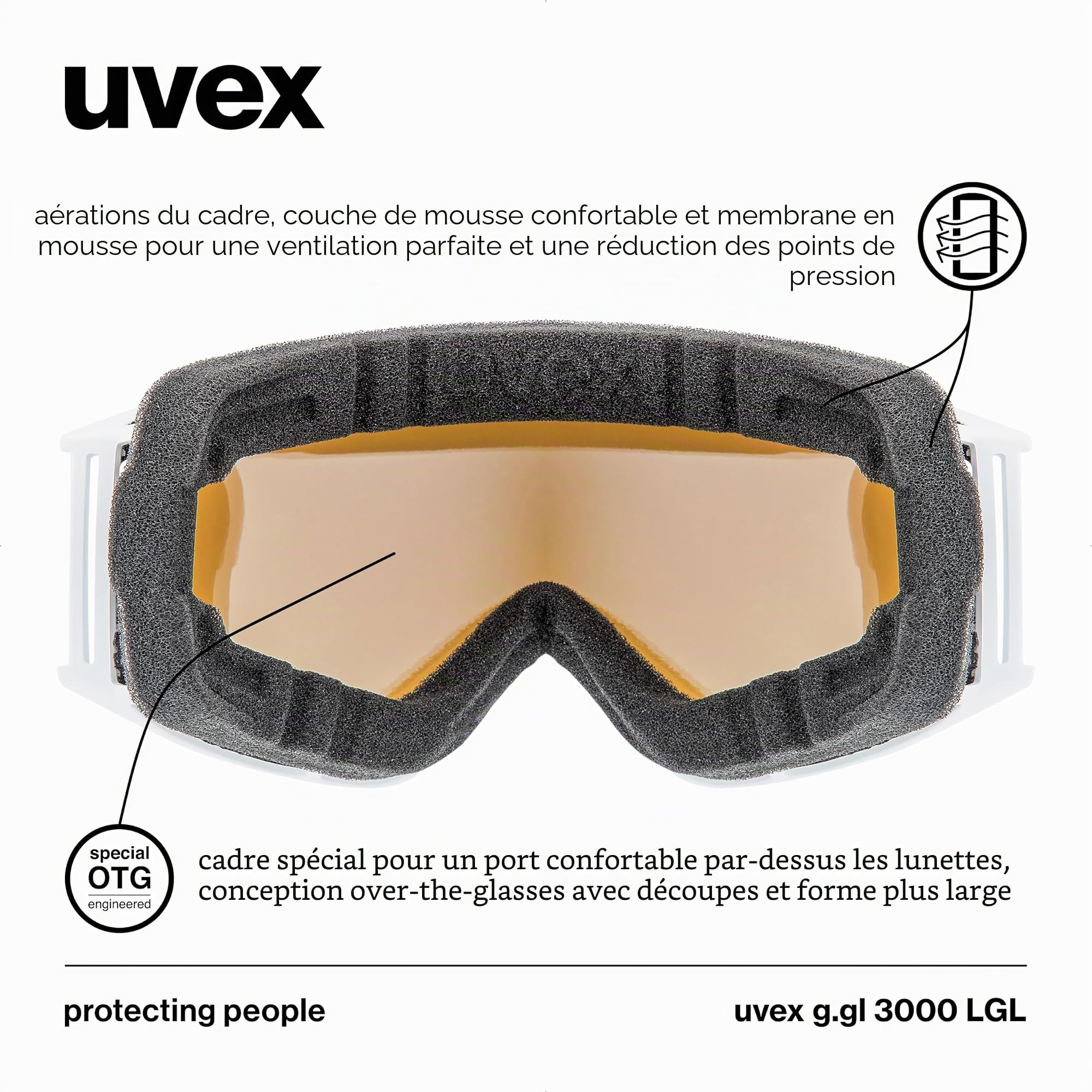Uvex G.gl 3000 Lgl lunettes de ski Unisexe-Jeunes (lot de 1)