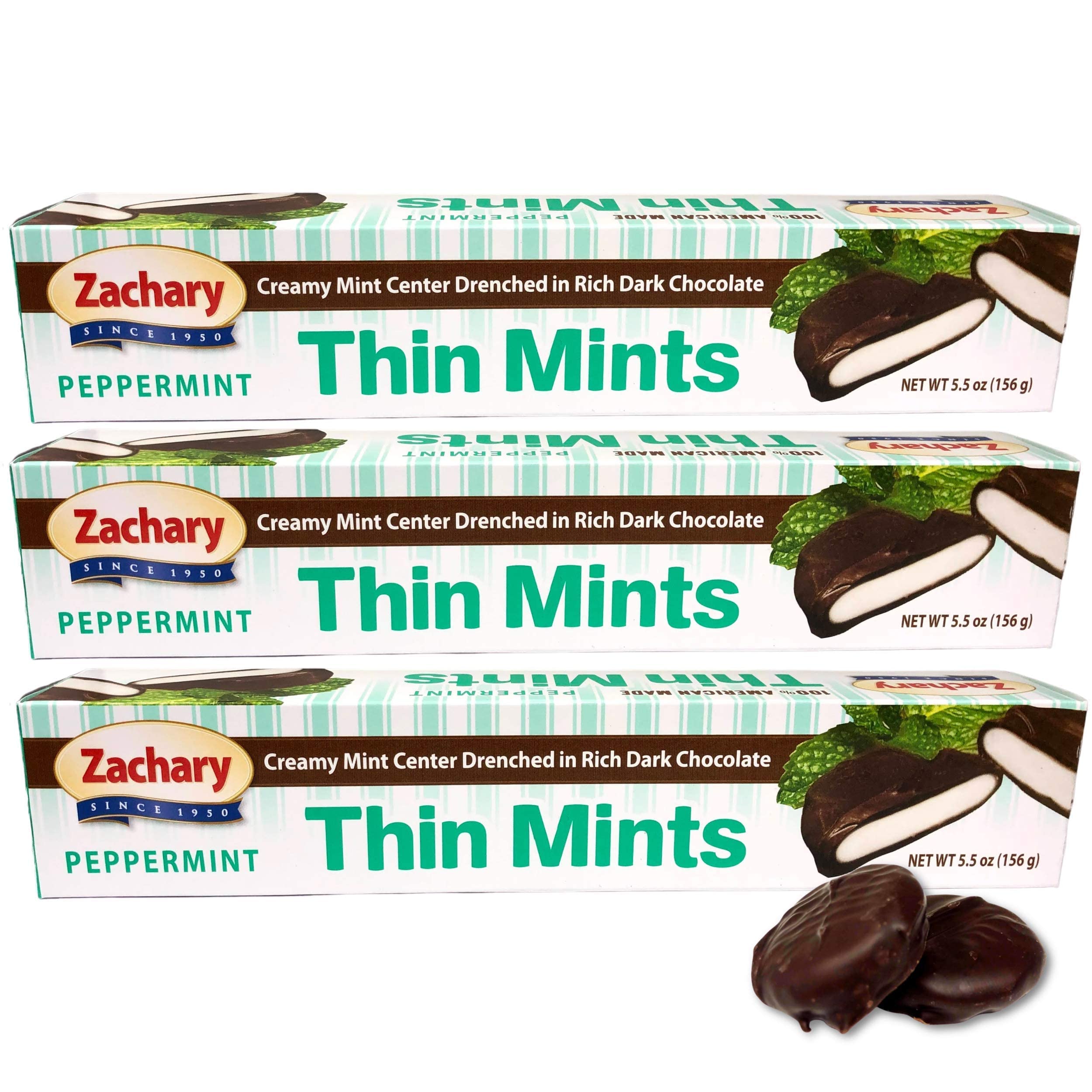 ZACHARY PEPPERMINT THIN MINTS 5.5 OZ. ( 3 PACK ) - Set of 2