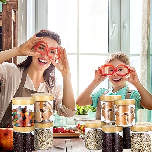 Miniatura 6 de Uiifan 24 tarros de plástico con tapas, contenedor de almacenamiento transparente de 10 onzas, contenedores de especias a granel, tarro de