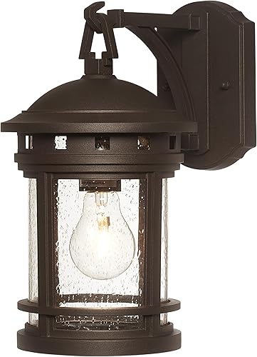 DESIGNERS FOUNTAIN Sedona 2371-ORB - Lámpara de pared de 13 pulgadas, luces de porche de vidrio semillero para puerta delantera, patio y garaje,