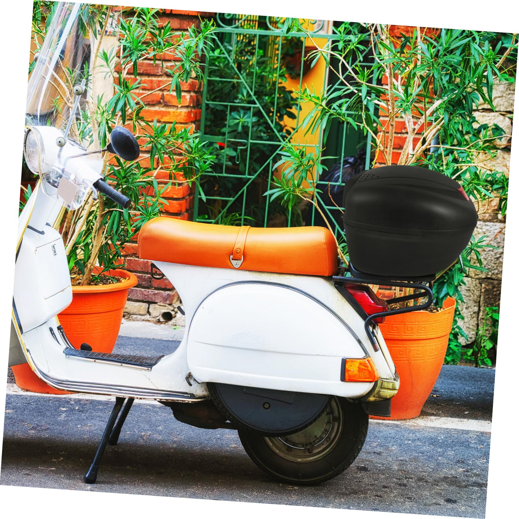 Case Grosse Plastique Capacité en Réfléchissant Design et Top Noir, Accessoire Rangement Sécurisé Moto pour Coffre Arrière pour Scooter