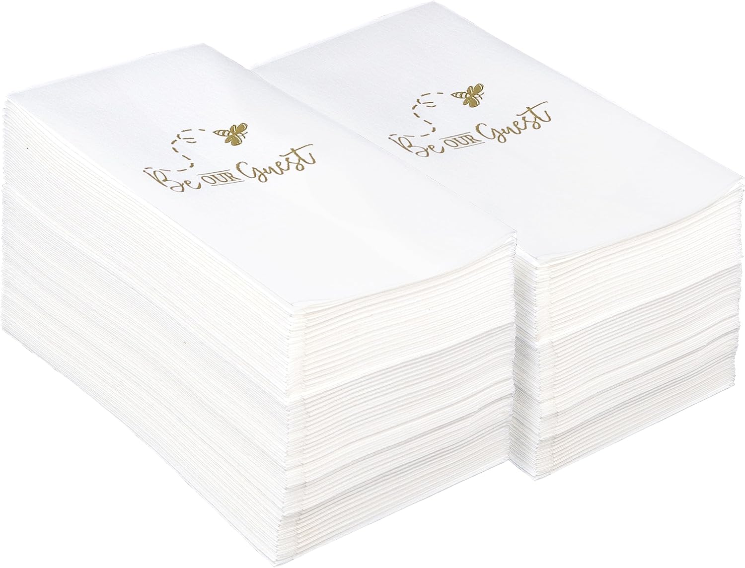 AMERICAN HOMESTEAD Disposable Hand Towels for Bathroom - Decorative Be Our Guest Gold Design - Linen-Like Guest Napkins for Events, or Dinner Parties - Paper Towels - 15.5" x 12" - 50 Count