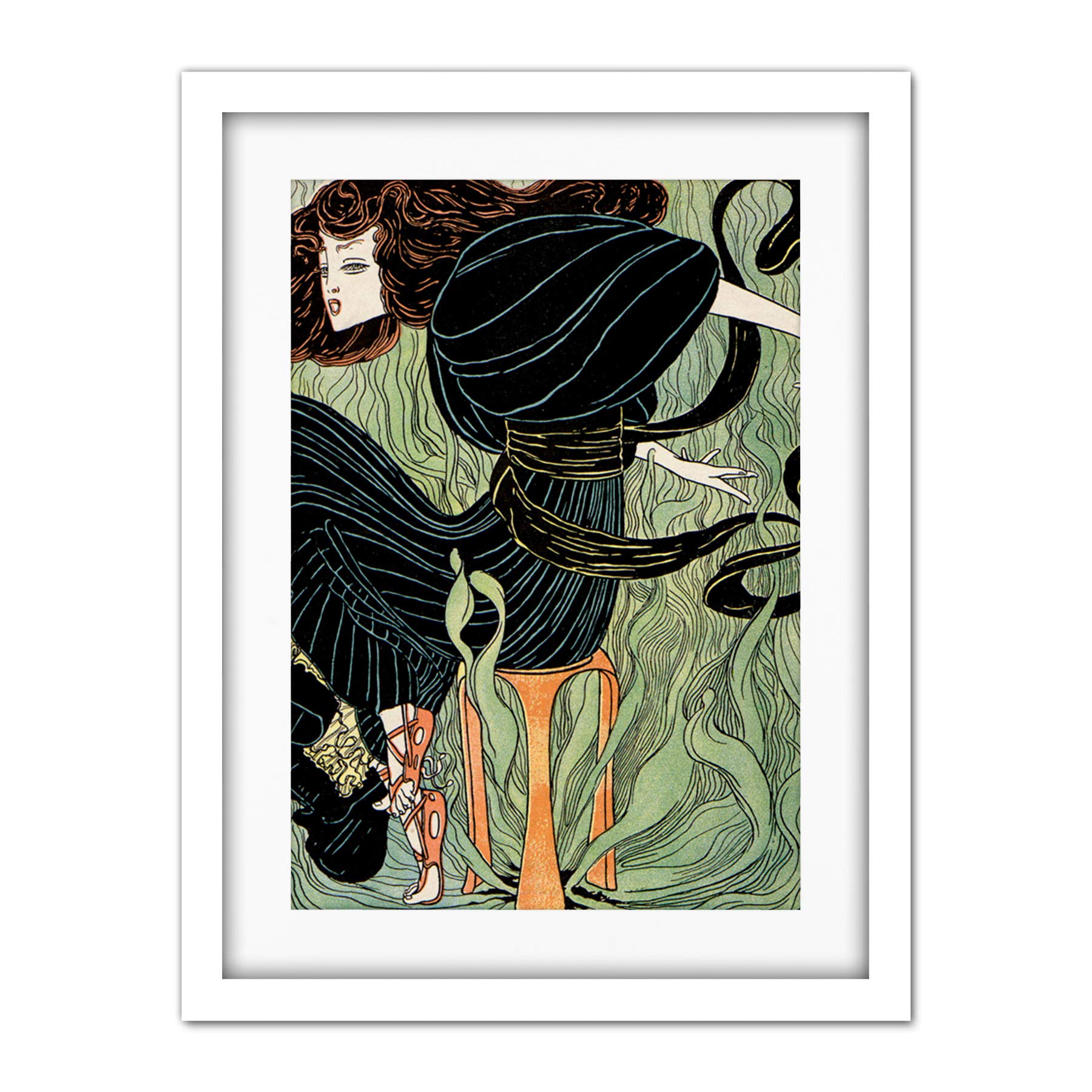 Wee Blue Coo Magazine Cover Jugend Abstract Woman Artwork Framed Wall Art Print 18X24 Inch