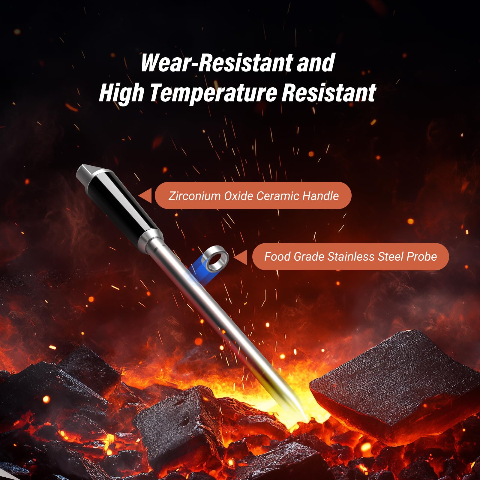 INKBIRD INDT-33-B - Termometro per carne senza fili, Bluetooth, IPX67, impermeabile, per forno, barbecue, affumicatore, cucina, arrosto