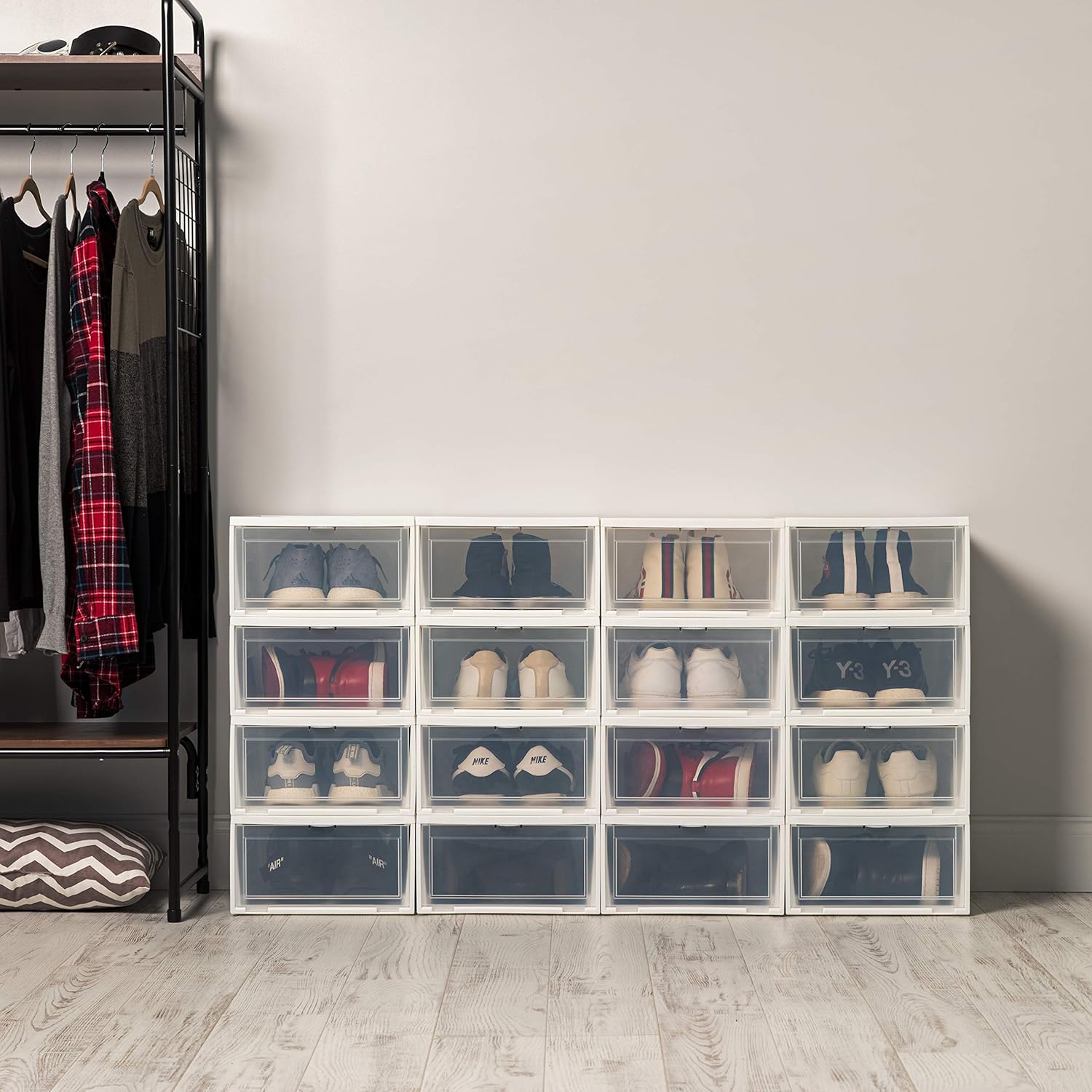 IRIS USA NSSb-W Front Entry Stacking Shoe Box, Wide, White, 6 Pack : Home & Kitchen