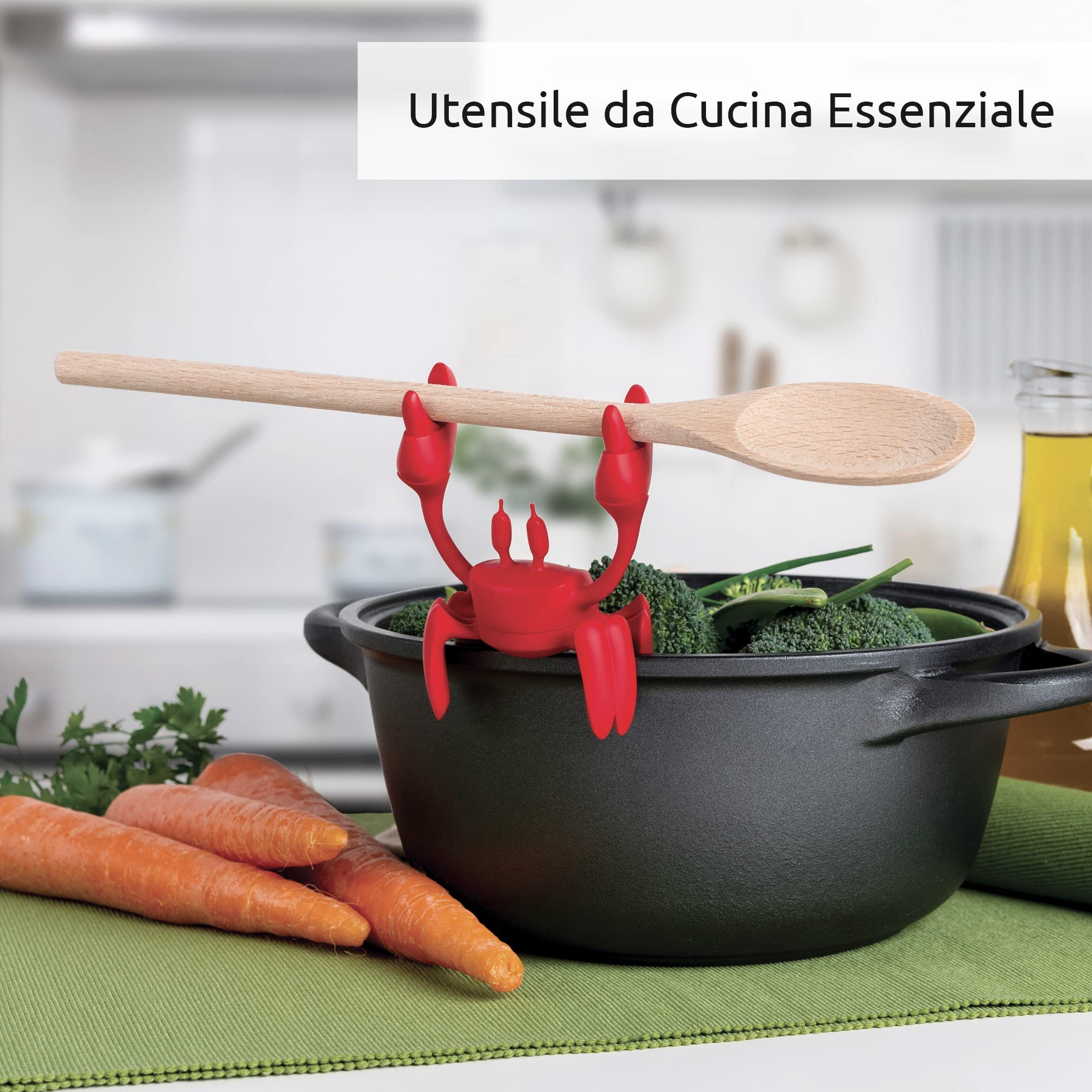 OTOTO Poggiamestolo Silicone - Poggia Mestolo per Piano Cottura - Gadget Cucina Divertenti per Pentola Senza BPA, Porta Mestolo (Red Granchio)
