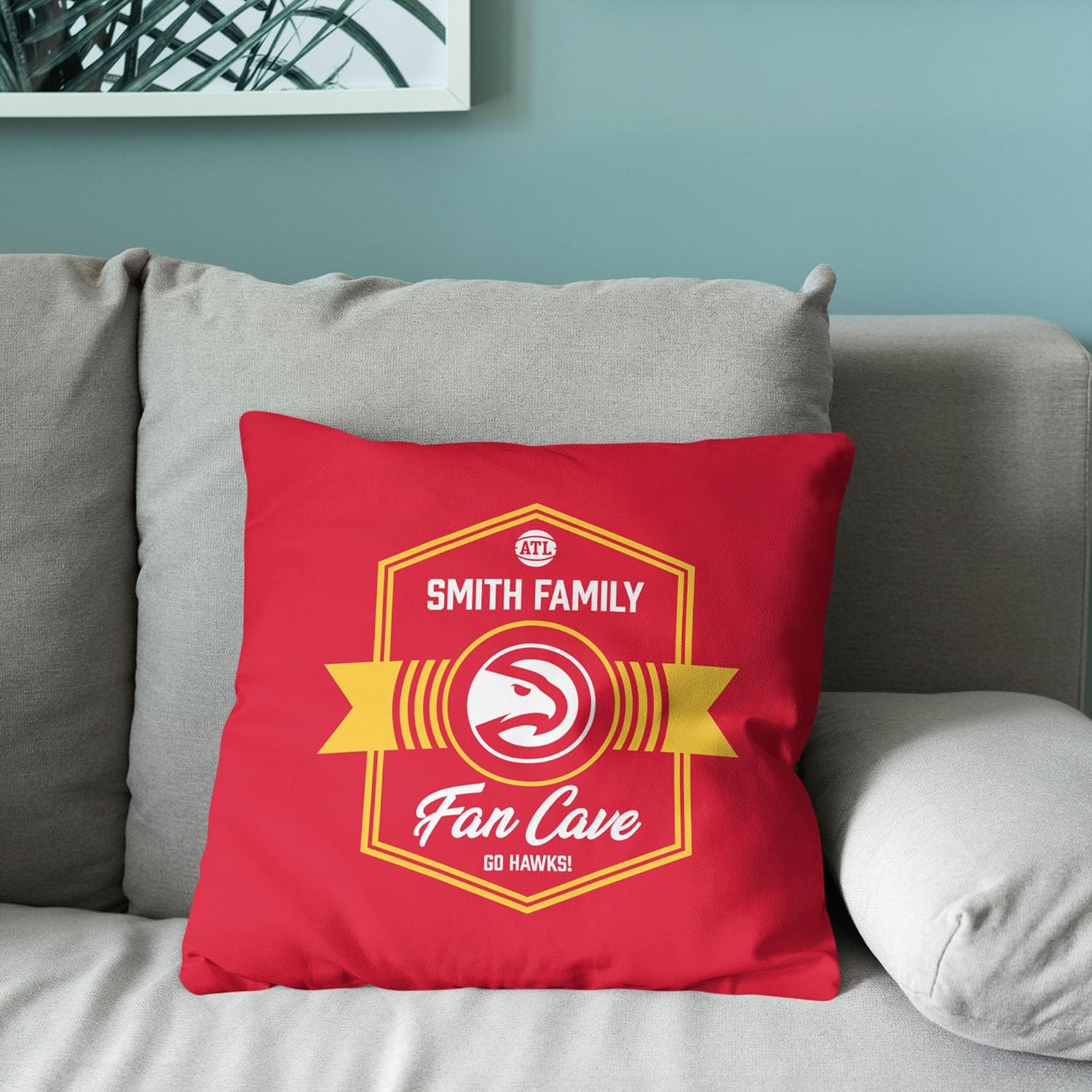 NORTHWEST NBA Atlanta Hawks, Dominion, Personalized Throw Pillow, 18 x 18 Inches