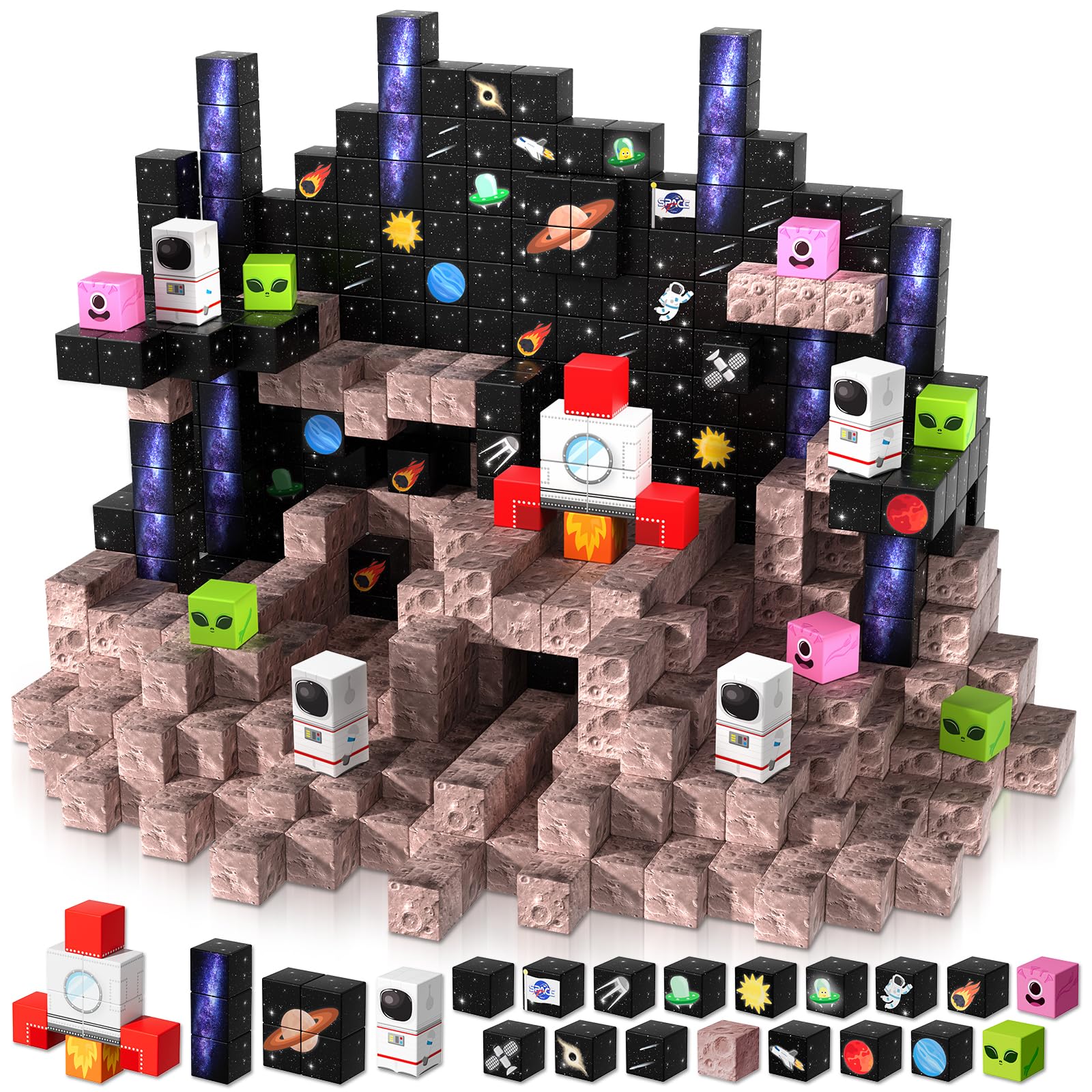 100PCS 0.8in Space Rocket Magnetic Building Blocks |Space Adventure Magnetic Blocks Set,…