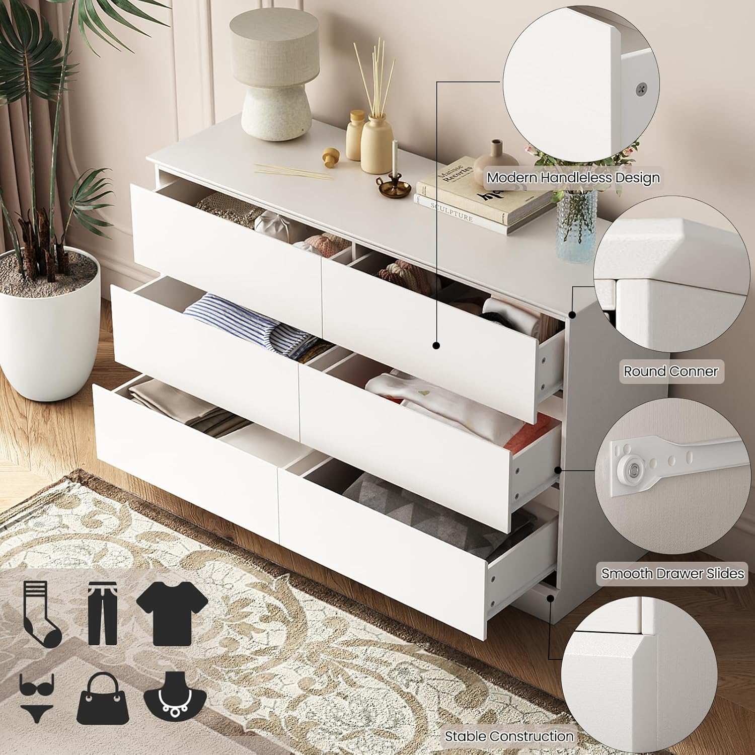 White Nursery Dresser with Soft Close Drawers