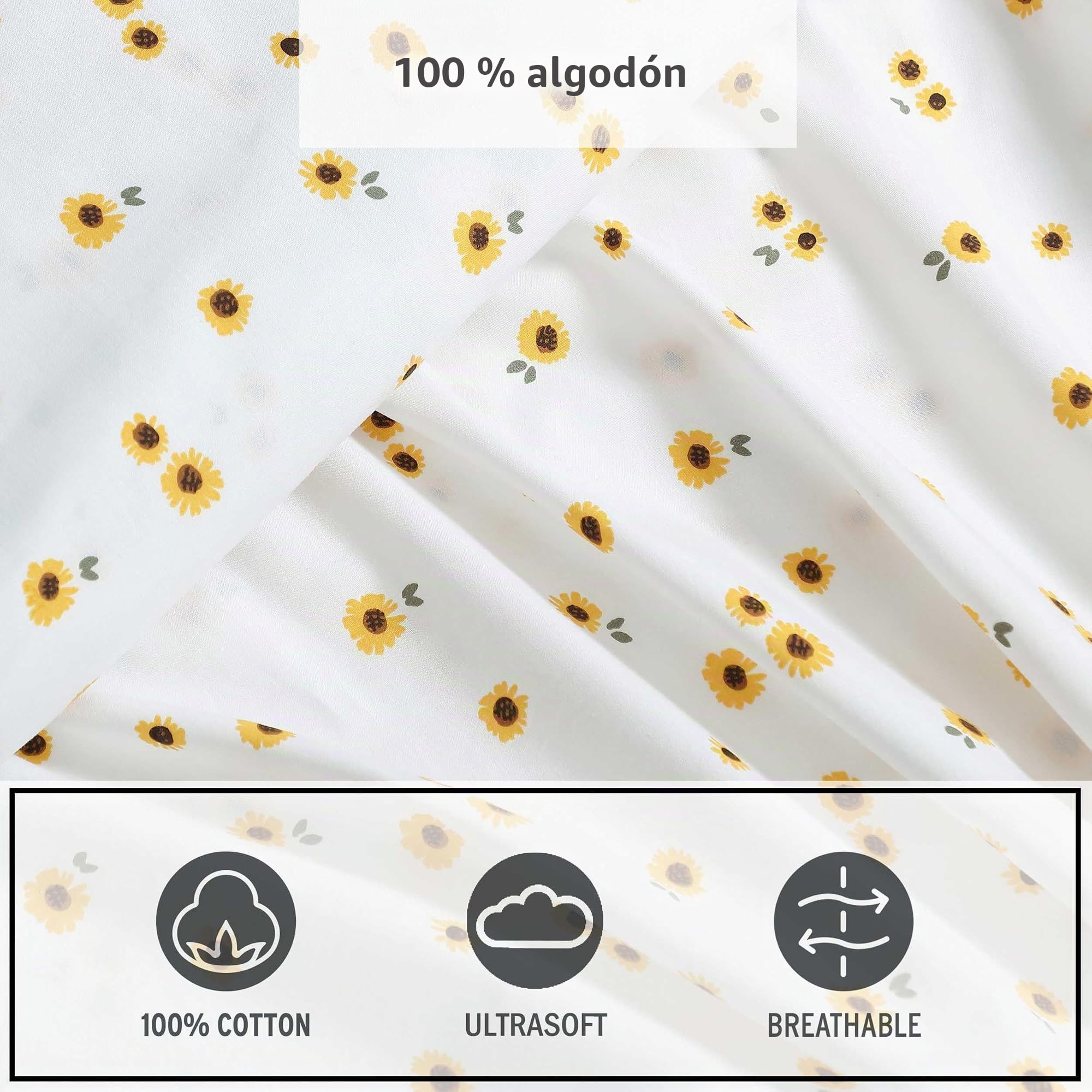 Eddie Bauer - Juego de sábanas, Ropa de Cama de percal de algodón con Fundas de Almohada a Juego, vigorizante y Transpirable, 200 Hilos, Classic Comfort Essentials (Amarillo Girasol, matrimonial)