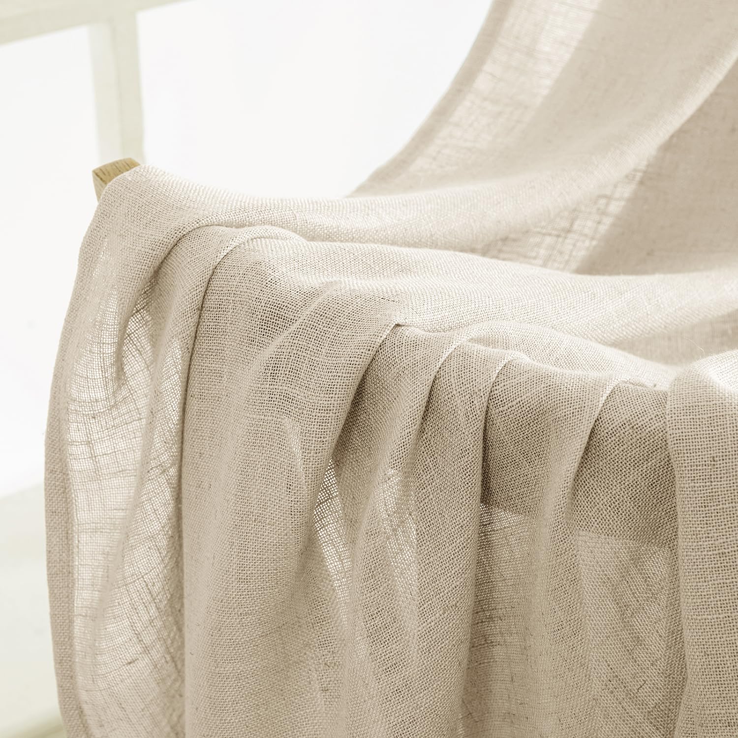 MIULEE Brown Linen Curtains 84 Inch Length for Bedroom Living Room, Soft Thick Linen Textured Window Drapes Semi Sheer Light Filtering Back Tab Rod Pocket Burlap Look Farmhouse Decor, 2 Panels: 52"W x 96"L (Pack of 2) Linen