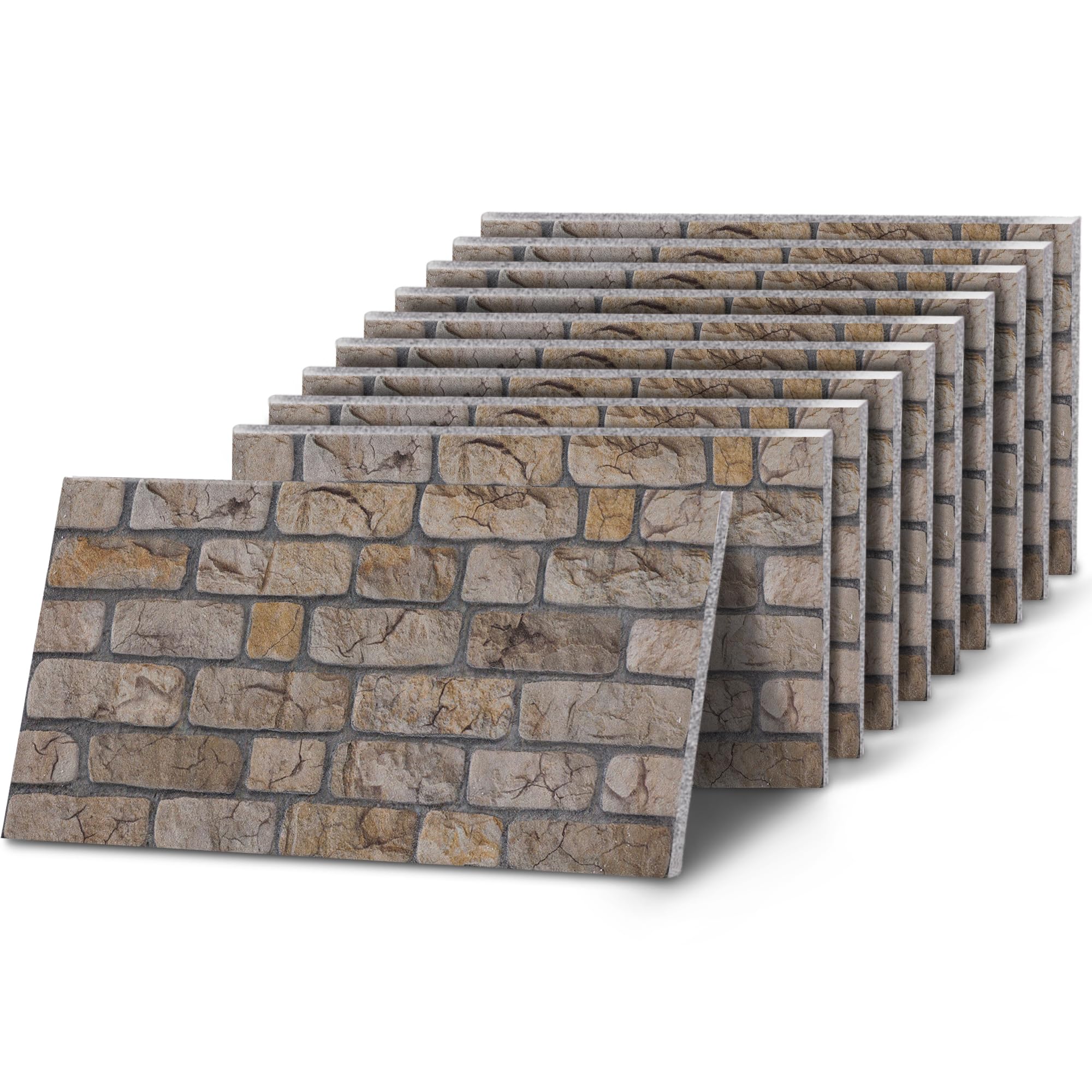 K&B Panels 3D Wall Panels, Rustic Brick Effect Styrofoam Wall Panelling Kit, Lightweight, Easy to Install, Dual Insulation to Reduce Acoustic Noise, Indoor & Outdoor (Rustic Sandstone) (10 Panels)