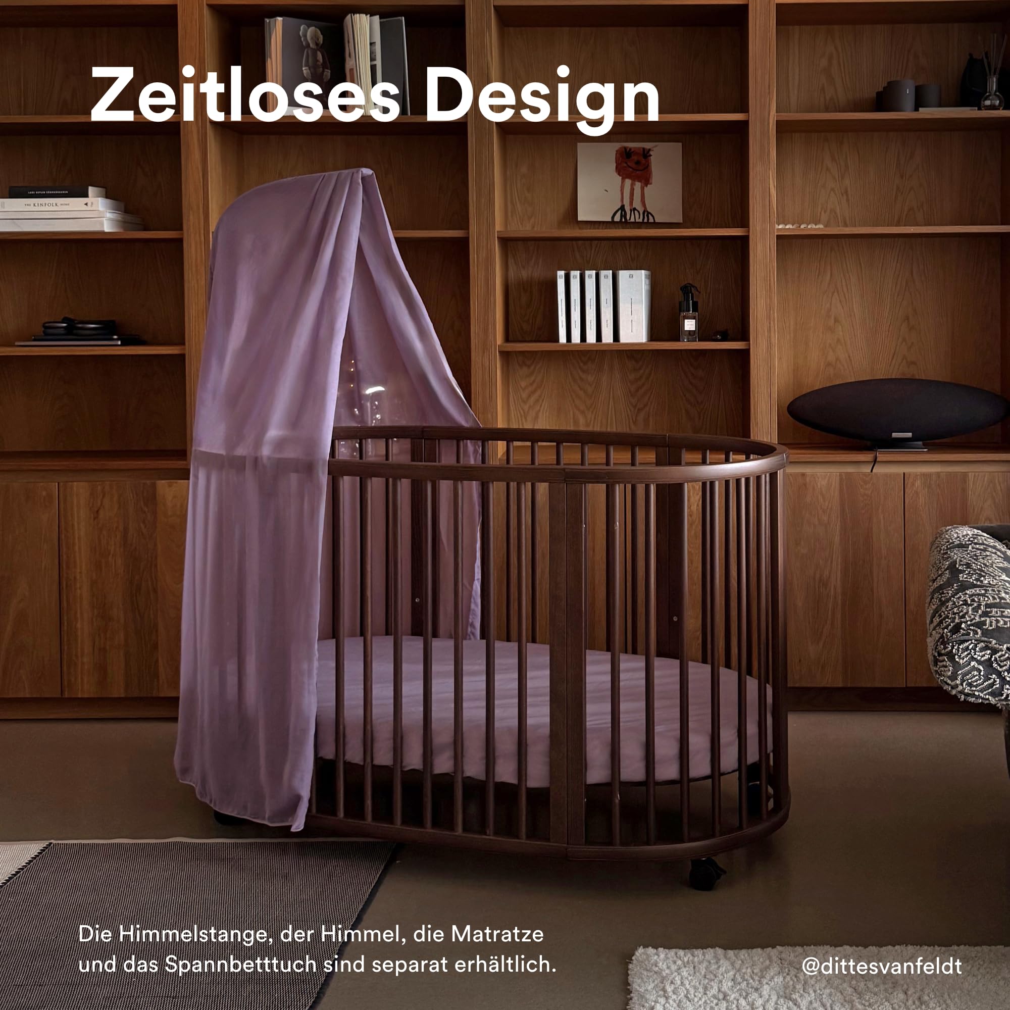 Stokke Sleepi Bett V3, Warm Brown – für 0-5-Jährige geeignet – verstellbar, stylish & flexibel – Stabiler Rahmen aus Buchenholz