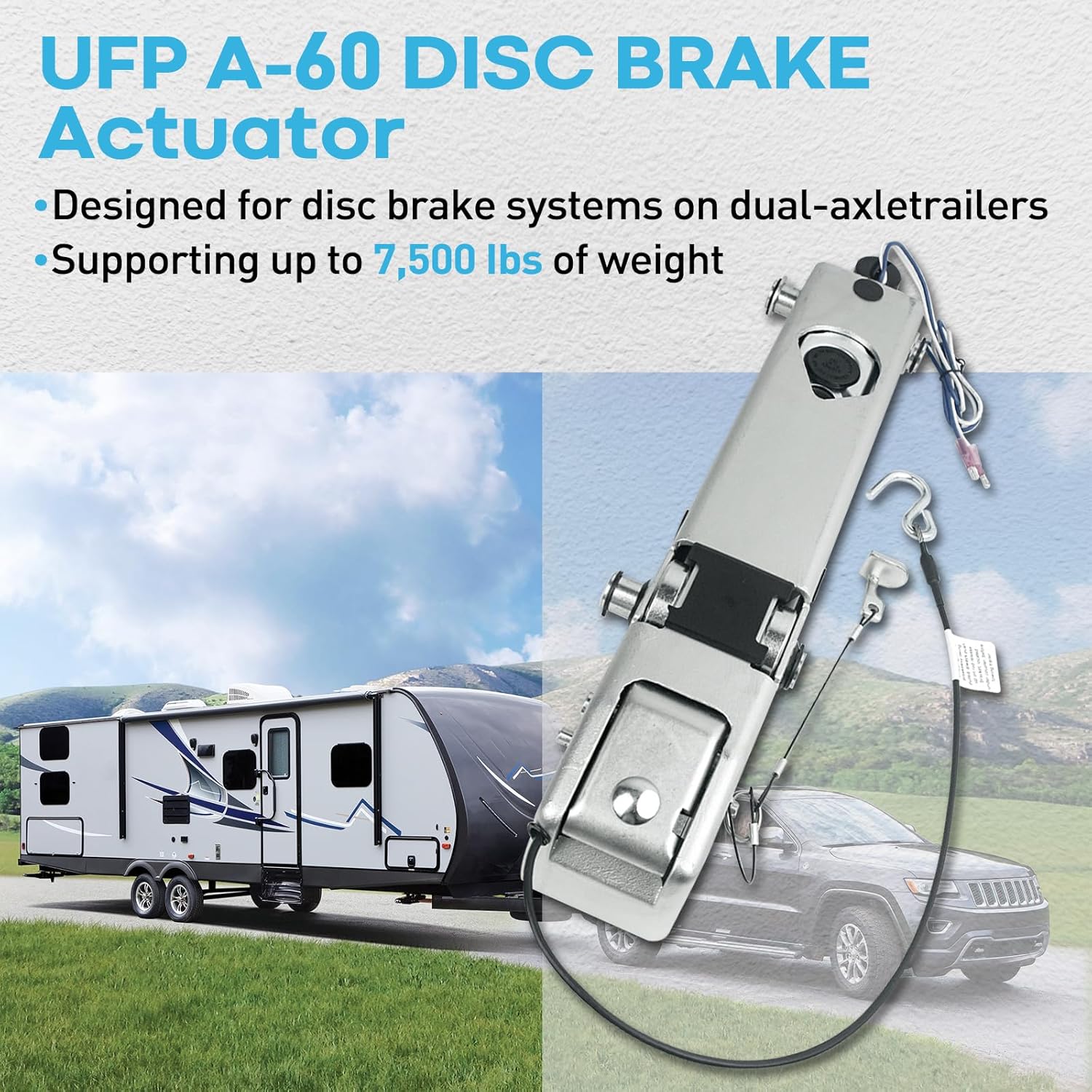 34044 Tandem Hydraulic Disc Brake Actuator Inner Slide 2" Ball 7500LB, Hydraulic Disc Brake Actuator Disc Brake Actuator Part#：A-60