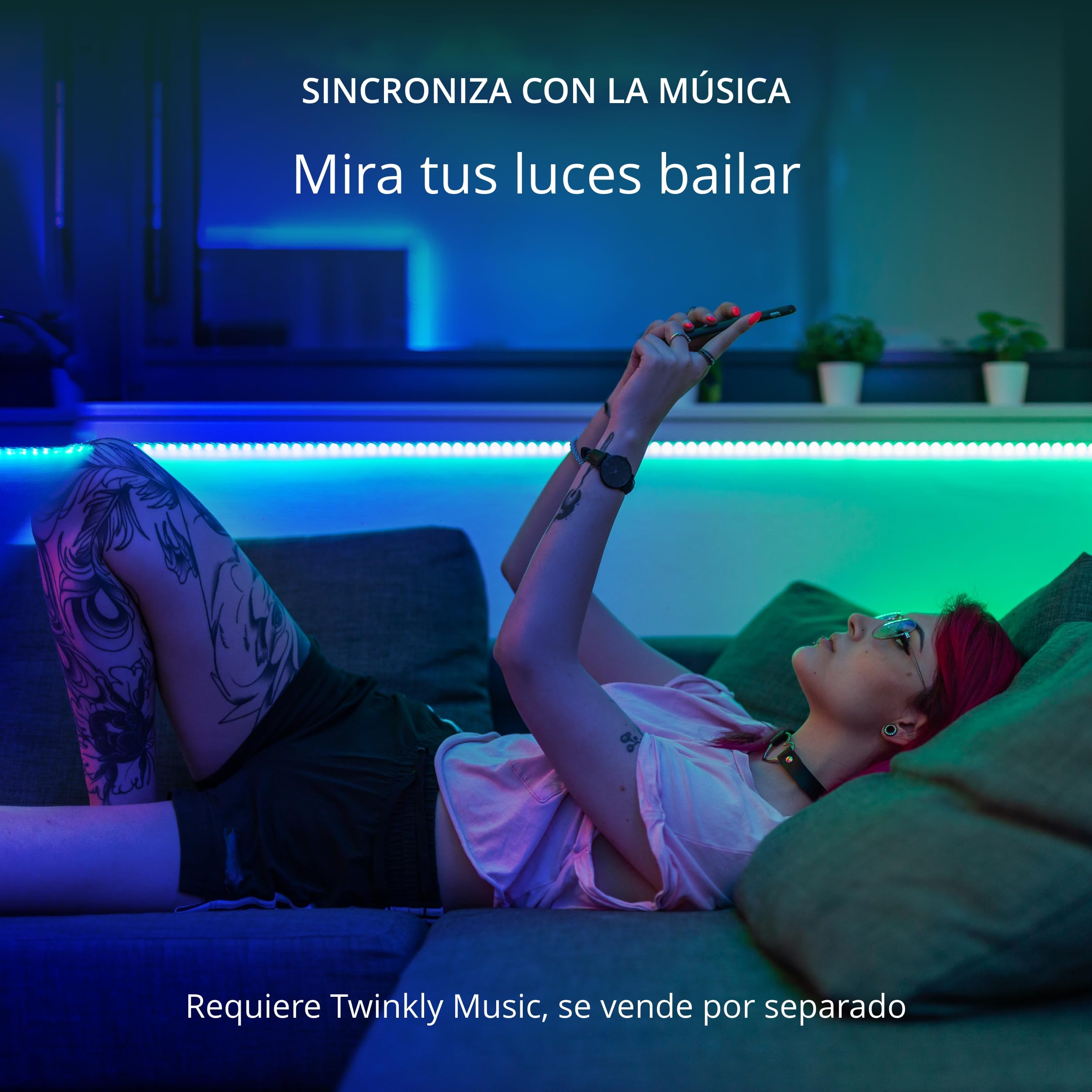 Twinkly Line Kit - Tiras de Luces LED RGB, Autoadhesivas + Magnéticas - Decoración de Interiores - Control por App - Blanco, 1,5 m