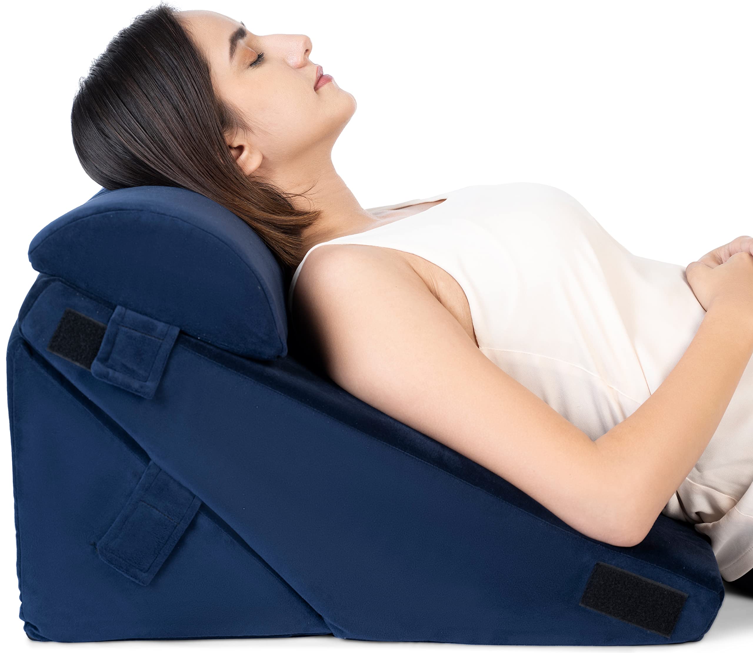 FOVERA Wedge Cushion | 2 Years Warranty | Adjustable Wedge Pillow Memory Foam with Head for Back Support for Bed, Acid Reflux, Snoring, GERD, Leg Elevation, Pregnancy (Navy Blue, 22x22x12 Inch) (B0BRL1GDTB) Amazon Price History, Amazon Price Tracker
