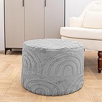 Vista 17 de Asuprui Reposapiés Otomano de Tela de Felpa – Puf de Espuma Suave de 20"x14" con Funda Extraíble Perfecto para Sala de Estar, Dormitorio y Lino