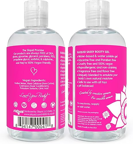 Miniatura 2 de Sliquid Sassy - Lubricante a base de agua, gel grueso y duradero, lubricante natural para mujereshombresparejas, sin perfume, 8.5 onzas líquidas