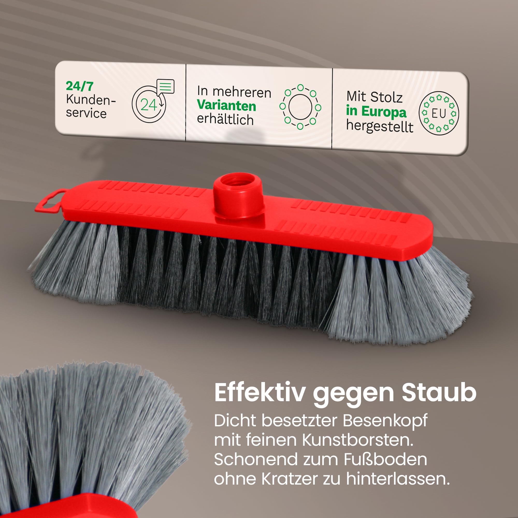 Novaliv Magic Broom - Set di 4 scope da interni, 30 cm, con setole sintetiche, colore rosso, senza manico, solo testa della scopa, adatta per manico della scopa da 22 mm, per ragnatele, scopa da