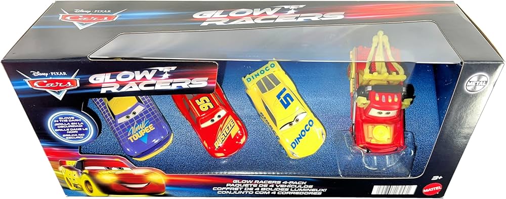 Disney Cars Glow Racers 4-Pack Lightning McQueen, Mater, Cruz