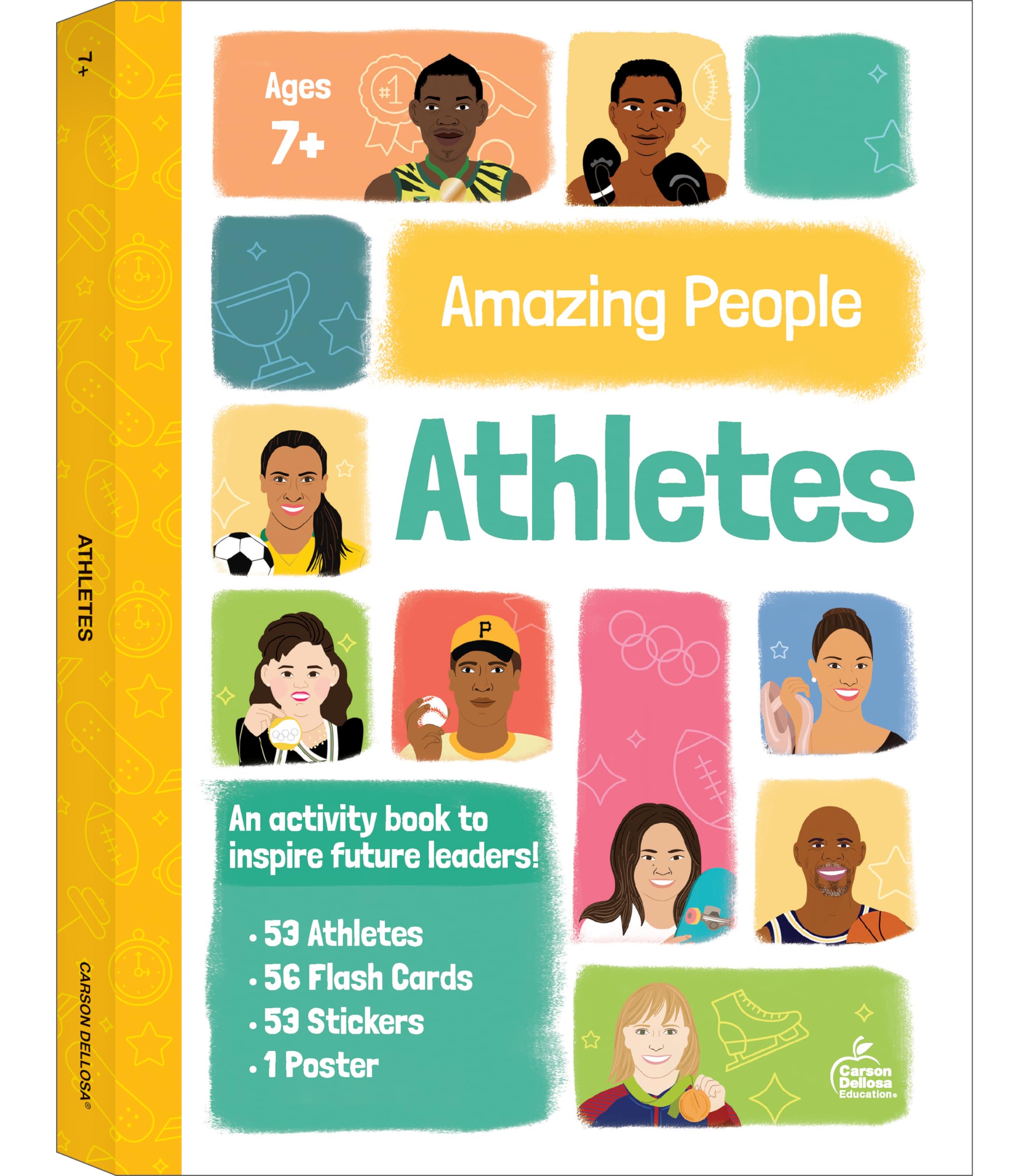 Amazing People: Athletes Activity Book, 2nd Grade Workbook With Biographies, Learning Activities, Stickers, Flash Cards, Poster, and More for Kids Ages 7 and Up