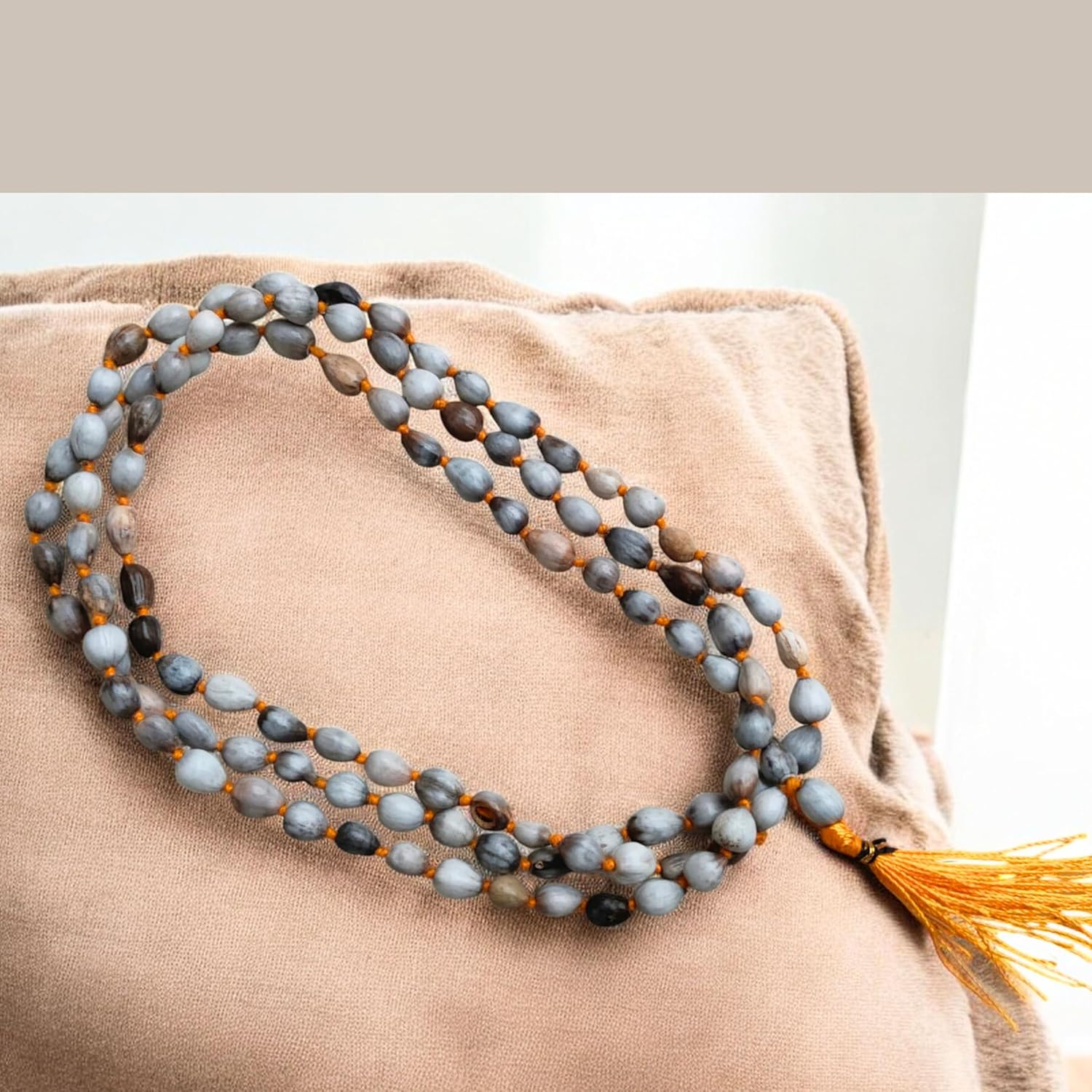 Vaijanti Mala Japa Rosary Necklace – Original Vaijayanti Seeds for Vishnu Krishna Lakshmi Puja | Meditation Prayer Beads for Peace, Victory, Tranquility, and Spiritual Practices - Image 4