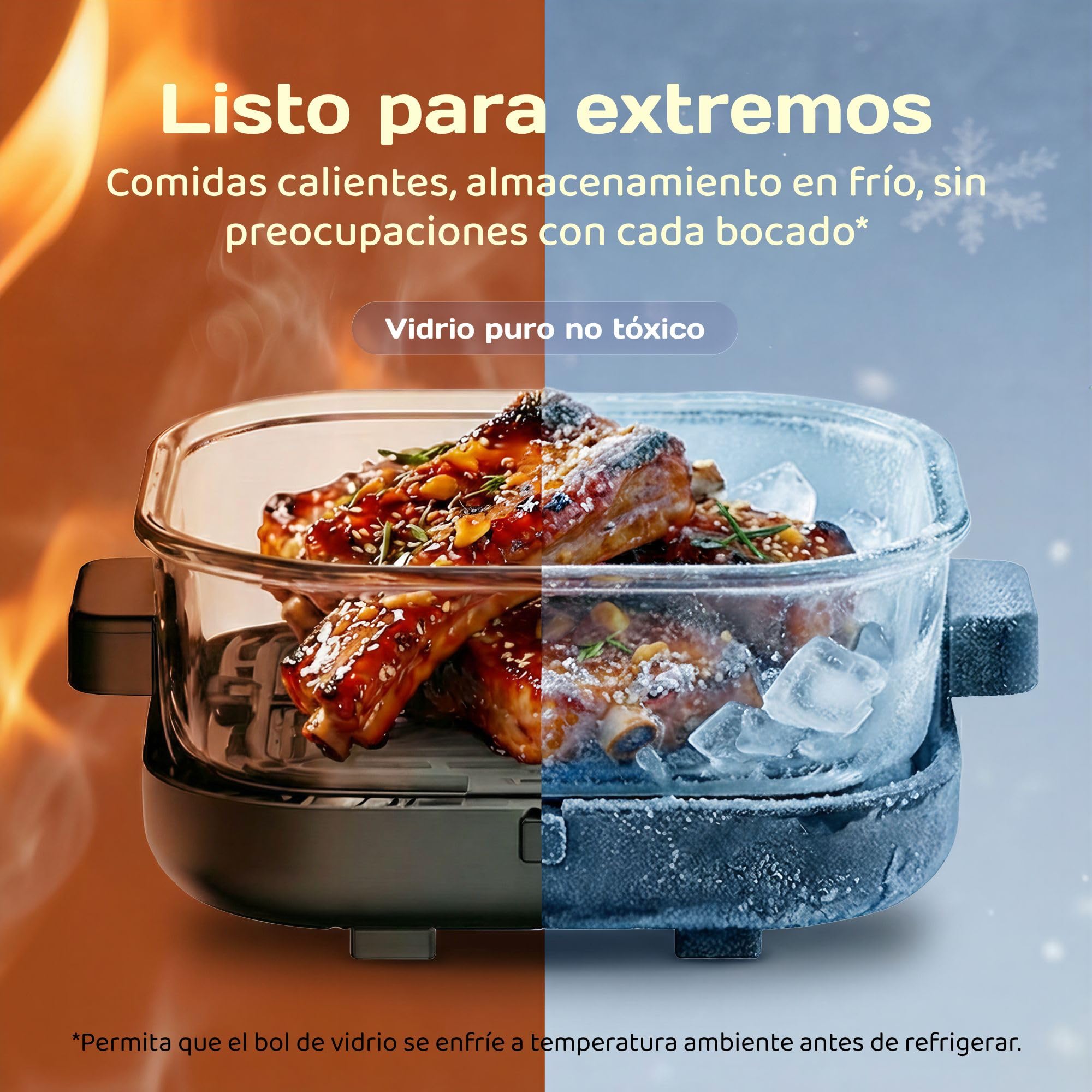 ADIVO Freidora de Aire Vidrio 4L/1.5L,1500W,Tazón de Vidrio Visual,Doble Capacidad,4 Modos, Sin Aceite ni Recubrimiento,Apta para Lavavajillas,Portátil para Camping/Oficina,Cocina Sana y Rápida