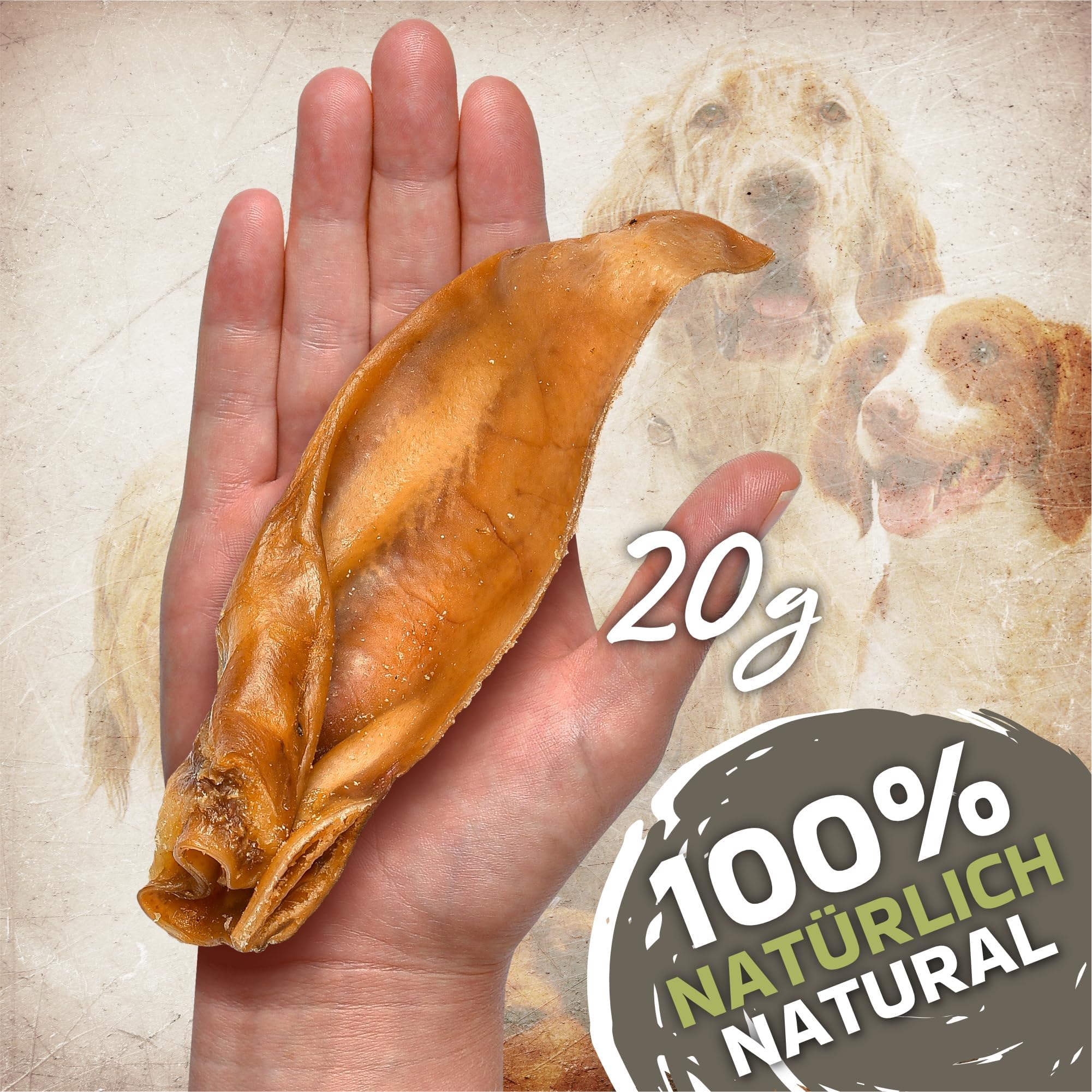 Lovely Dog Lot de 50 demi-oreilles de porc pour chiens (1 kg) - Friandises à mâcher naturelles en porc - Sans céréales et séchées à l'air - Plaisir à mâcher durable - Snack sain pour toutes les races