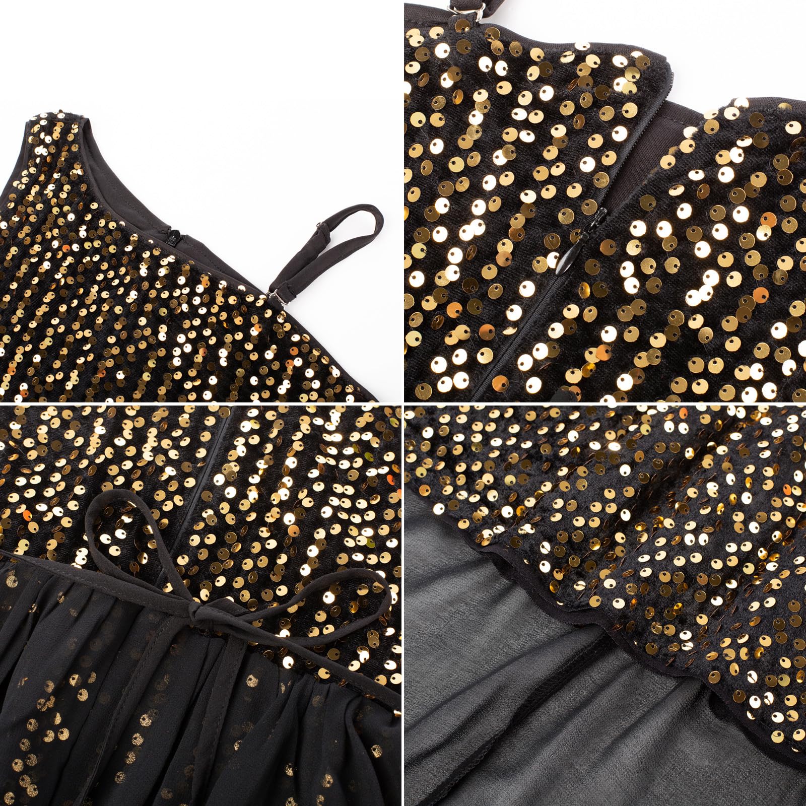 GRACE KARIN Abito da Sera Principessa Elegante a Trapezio Asimmetrico con Cinturino in Paillettes per Ragazze Carine