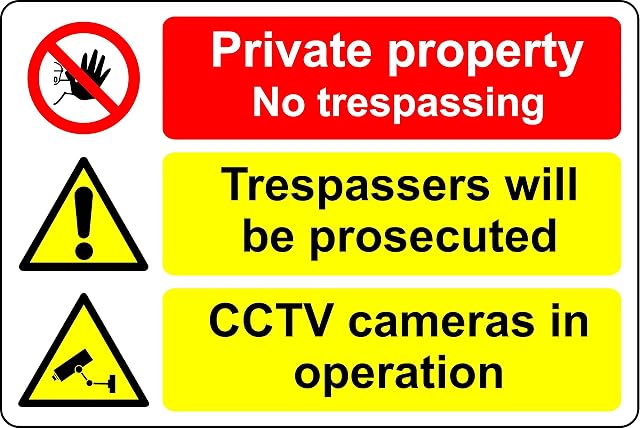 Private property no trespassing, trespassers will be prosecuted cctv cameras in operation Safety sign - 3mm Aluminium sign (300mm x 200mm)