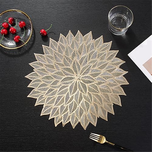 Miniatura 6 de Peohud Paquete de 12 manteles individuales de vinilo prensado, antideslizantes, lavables, metálicos, para decoración de mesa de cena, 15 pulgadas