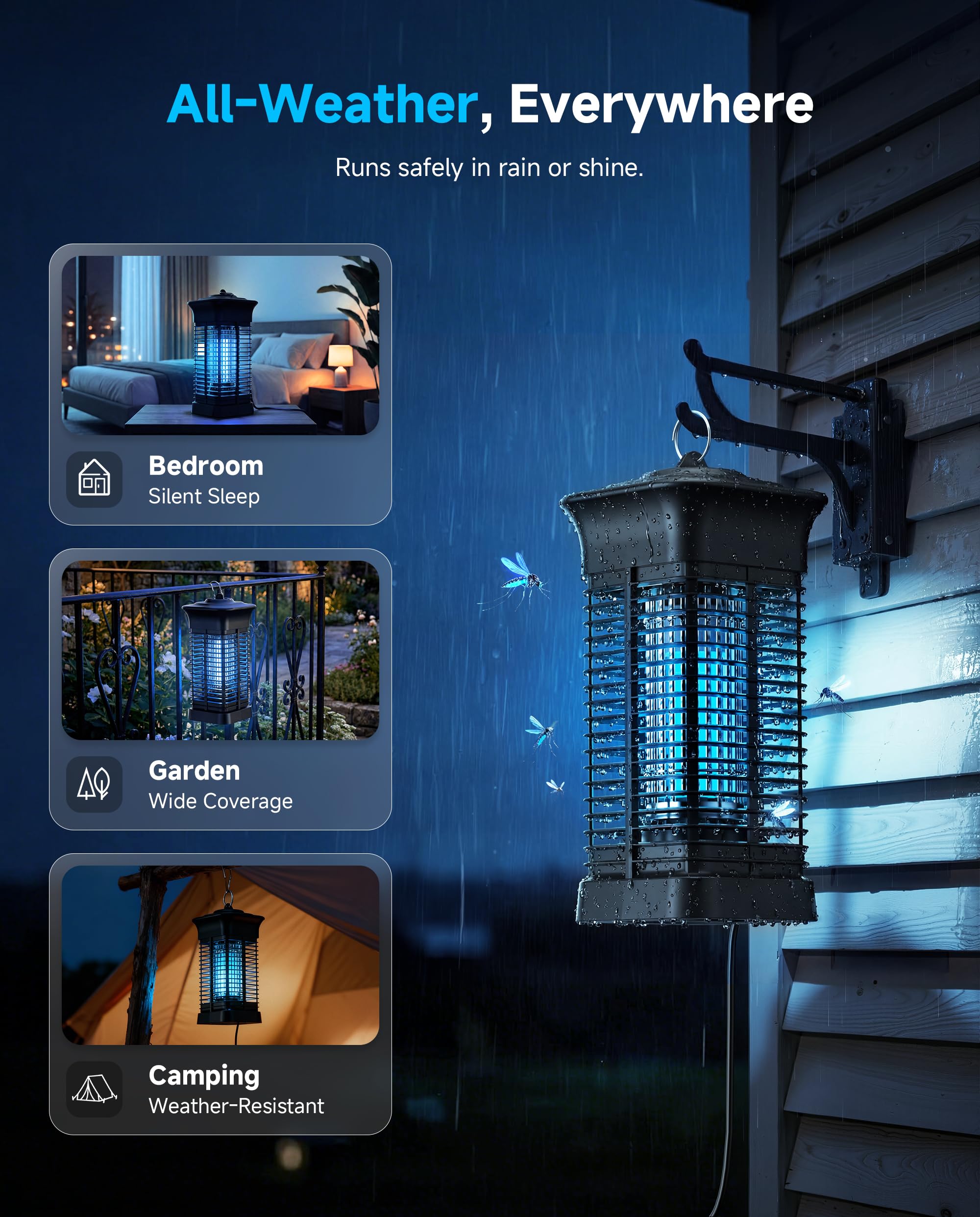 Lampada Antizanzare Elettrica 4200 V 15W UV Uccisione Mosca Elettrico Da Interni ed Esterni Repellente Efficace Portata 100 m² per repellente zanzare, Mites, mosche, insetti - 5