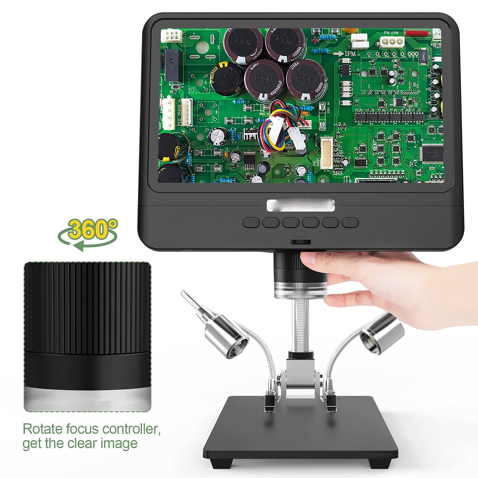 Microscopio electrónico 5X-1200X Cámara de microscopio Digital para Soldadura Lupa Ajustable Alcance 1080P