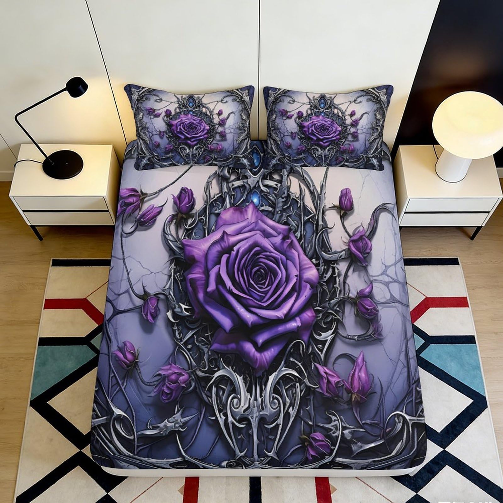 3D Printed Night Sky Fitted Sheet Microfiber Deep Pocket Non-Slip Bedroom Bedding Ocean Mattress Fitted Cover Washable 160x200x25cm