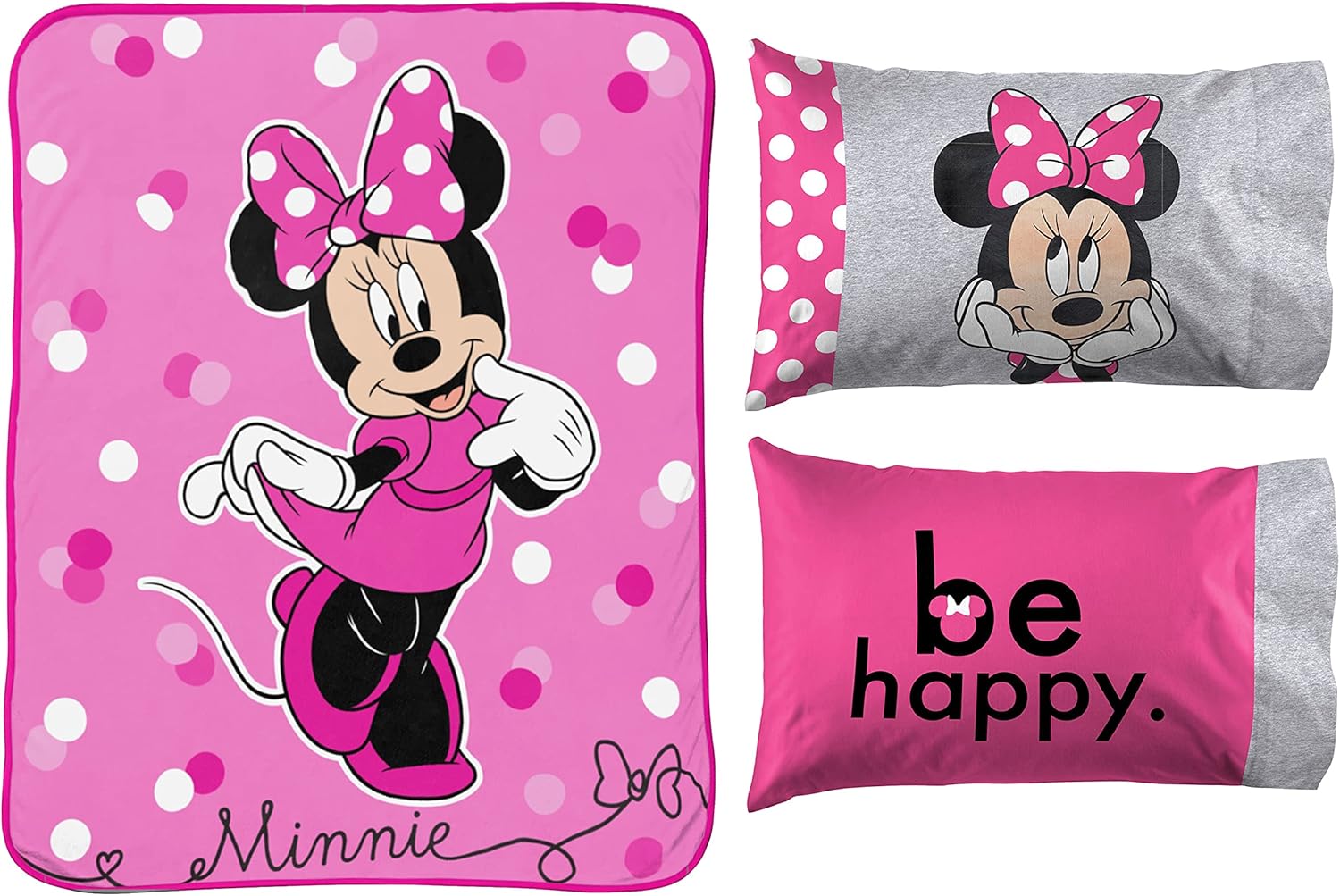 Disney Minnie Mouse Sweet Dots 3Piece Throw Blanket Bundle