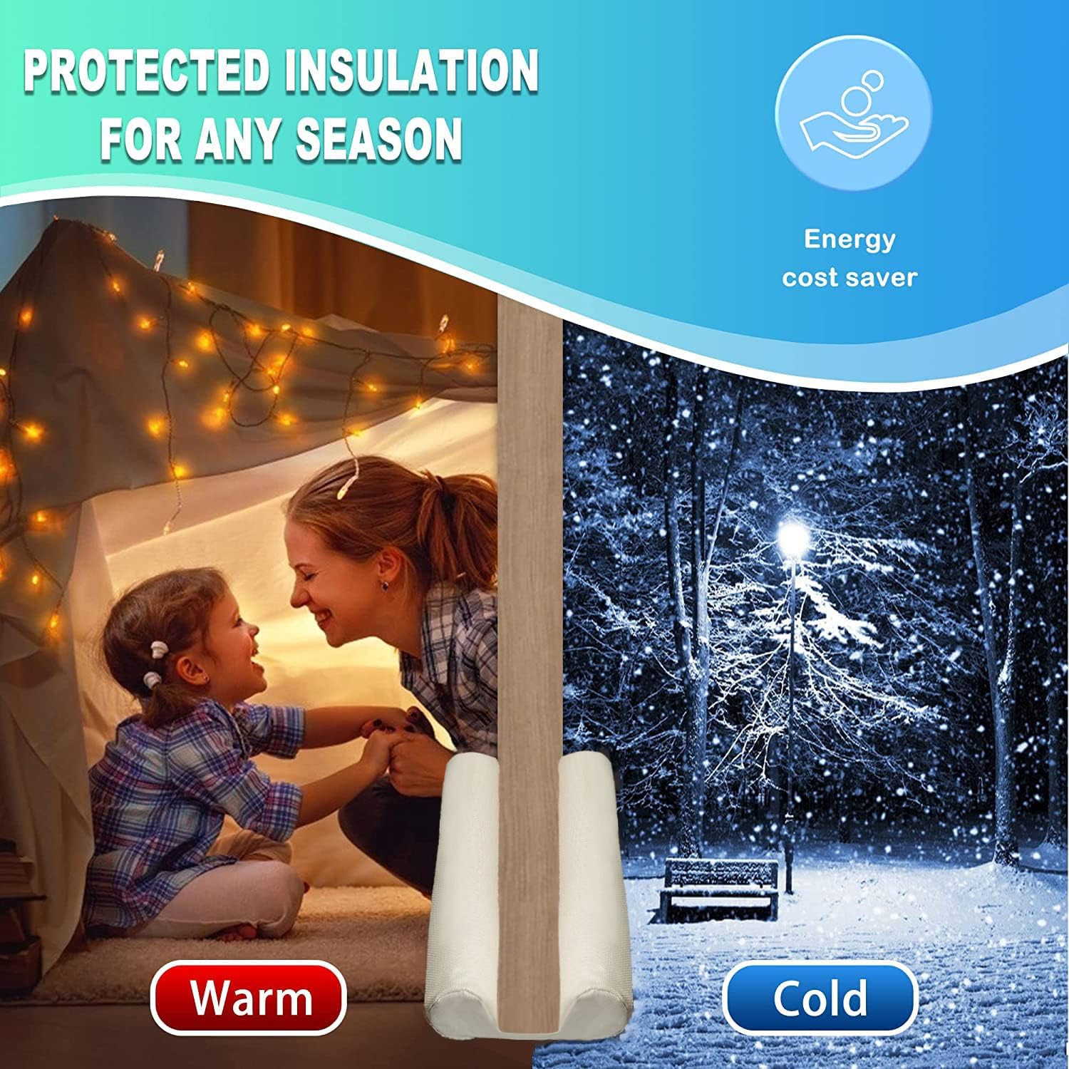 Under Door Draft Stopper 36" Bottom Door Seal Noise Air Blocker Soundproofing Door Guard, Fit 1.5" Door Gaps