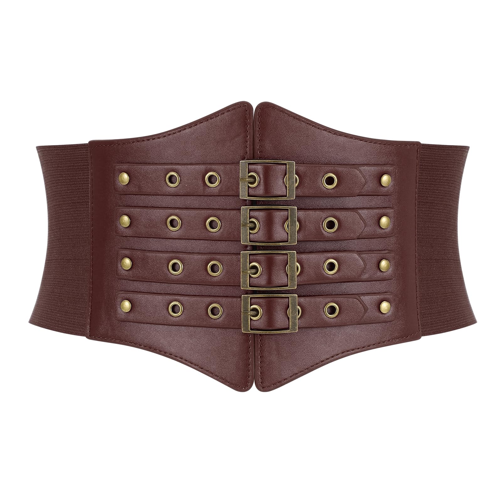 WERFORU Women Wide Corset Elastic Belt Thick Waspie Waist Corset for Halloween Costume