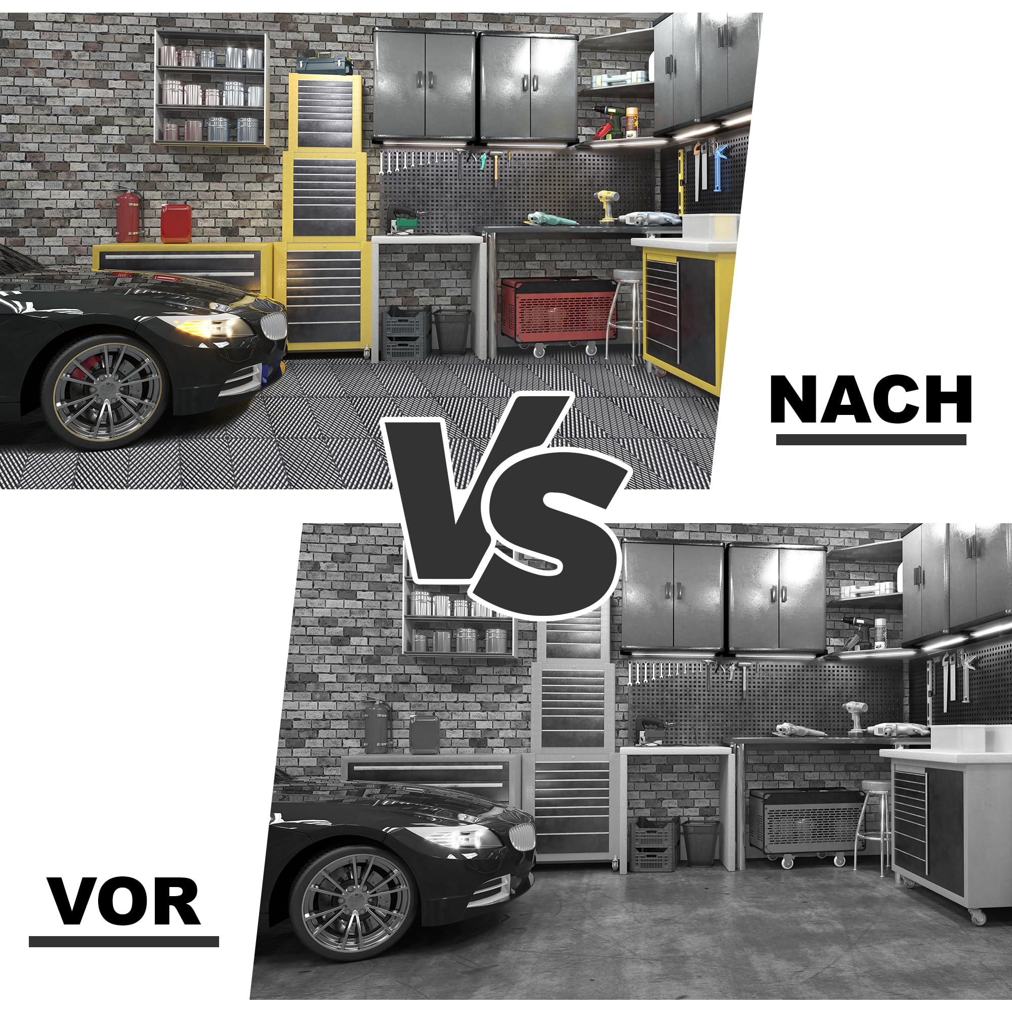 uyoyous 20 pièces de Sol de Garage en PVC 40x40cm Sol de Garage imbriqué (3.2m²),Tapis de Sol de Garage, Tapis d'atelier,Tapis de Drainage de Garage pour Garage,extérieur,Piscine intérieure (Gris)