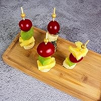 Vista 5 de Palos de cóctel dorados – 200 piezas de pinchos de cóctel de 4.7 pulgadas de largo para aperitivos – Brochetas de bambú para tablas de charcutería