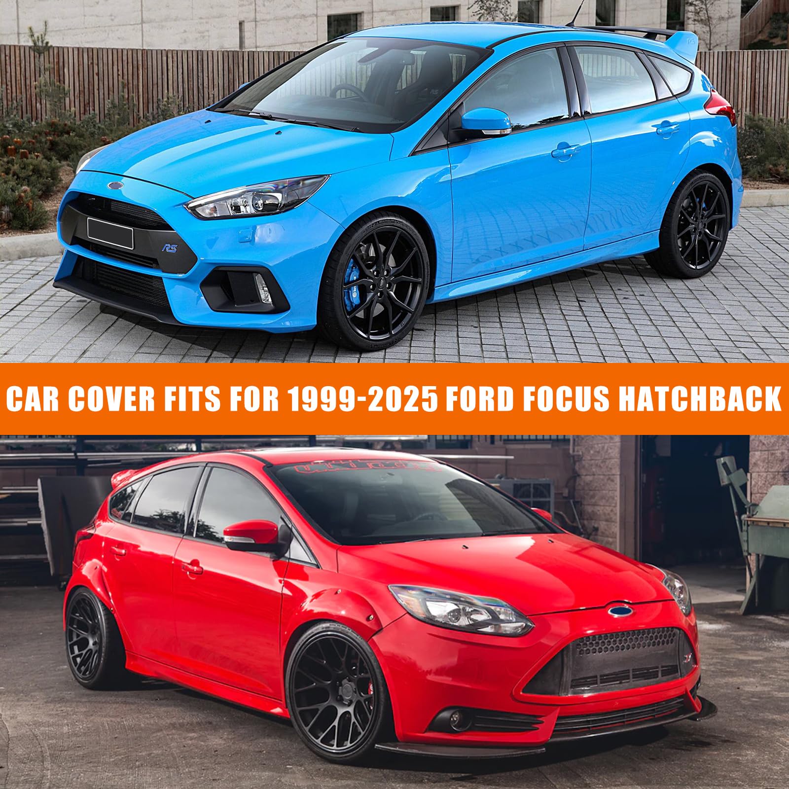 Waterproof Car Covers Replace for 1999-2025 Ford Focus Hatchback 6 Layers All Weather Custom-fit Car Cover with Zipper — view 6