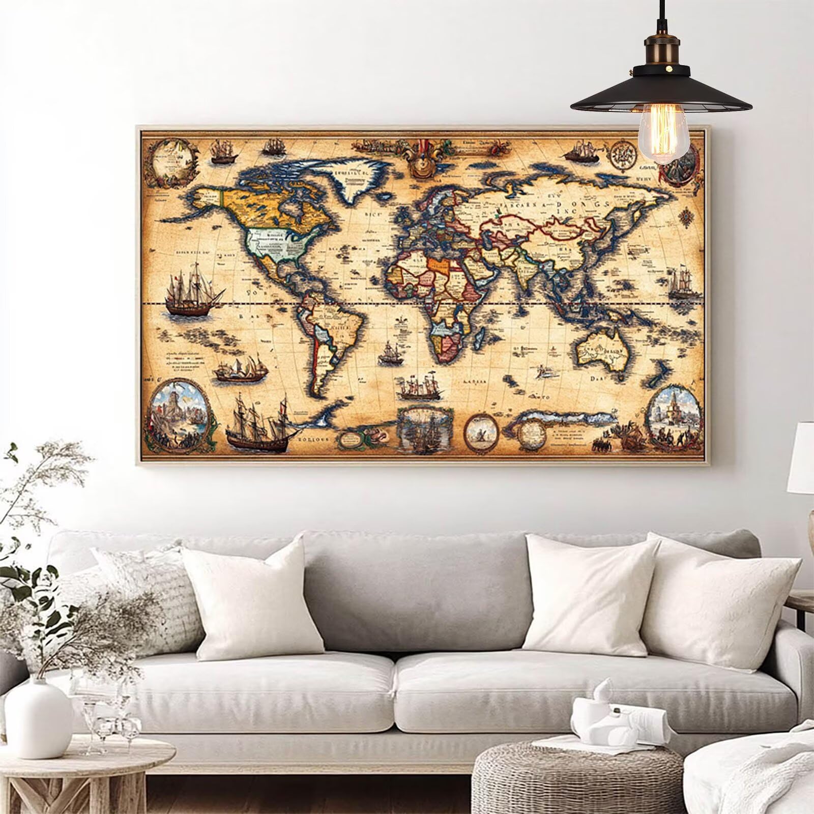 Diament Malarstwo Dorośli Mapa świata Diamenty Malowanie według numerów Puszka, Diamentowe malowanie DIY Dorośli Zestaw Haft krzyżykowy, Diamentowe rysunki Wystrój domu 120x60cm Model-01397