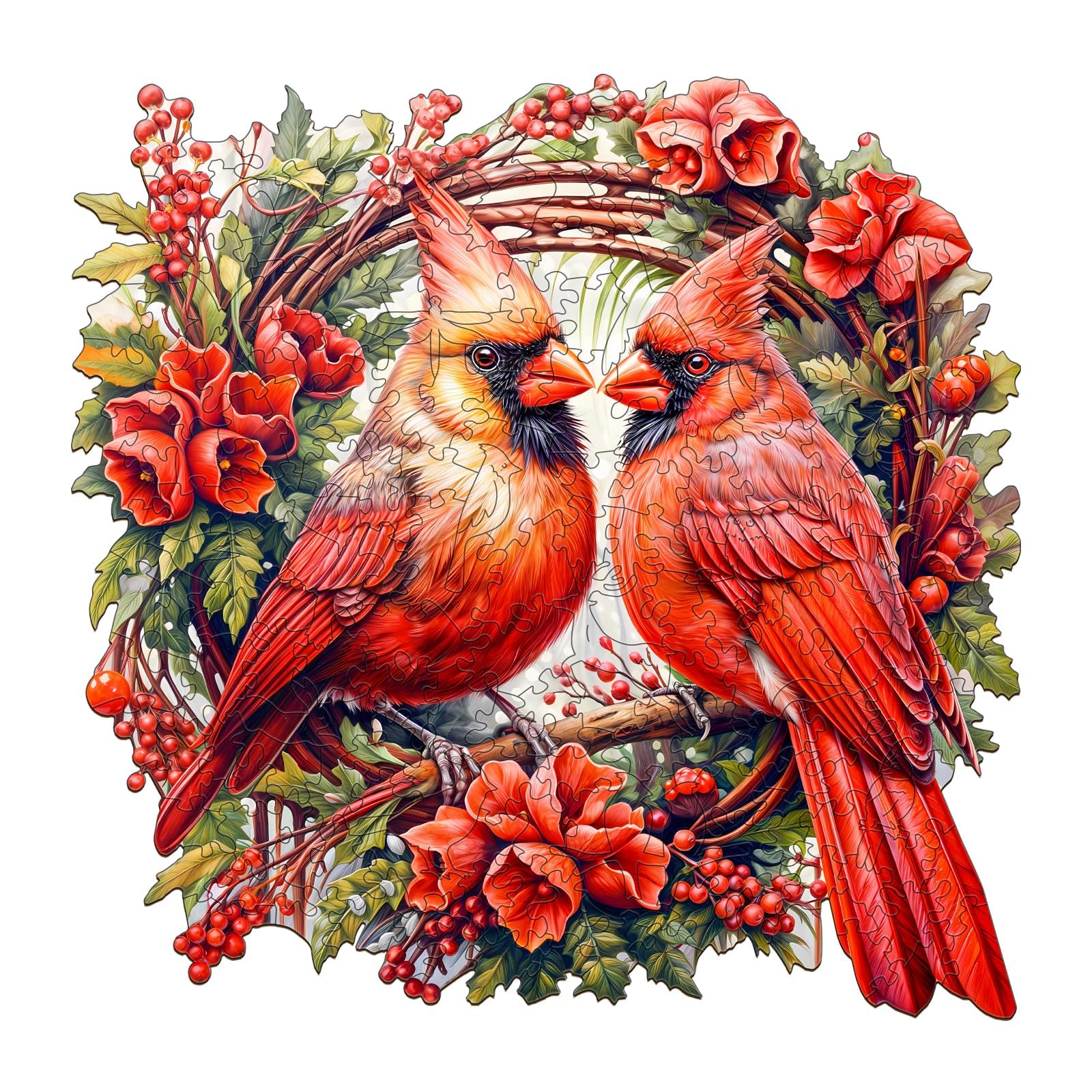 Wooden Puzzles for Adults, Cardinal Wooden Jigsaw Puzzles for Adults, Wood Puzzles Adult, Unique Animal Shape Wood Cut Puzzles, Birthday Gifts for Family Friend (XL-17.3 * 17.2in-560 pcs)
