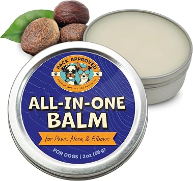 Pack Approved All-in-One Balm - Moisturizing Elbow, Nose & Paw Balm for Dogs - Dry Nose and Cracked Skin Relief - Lick-Safe and All-Natural with Coconut Oil, Avocado Oil, Shea Butter for Dogs - 2oz