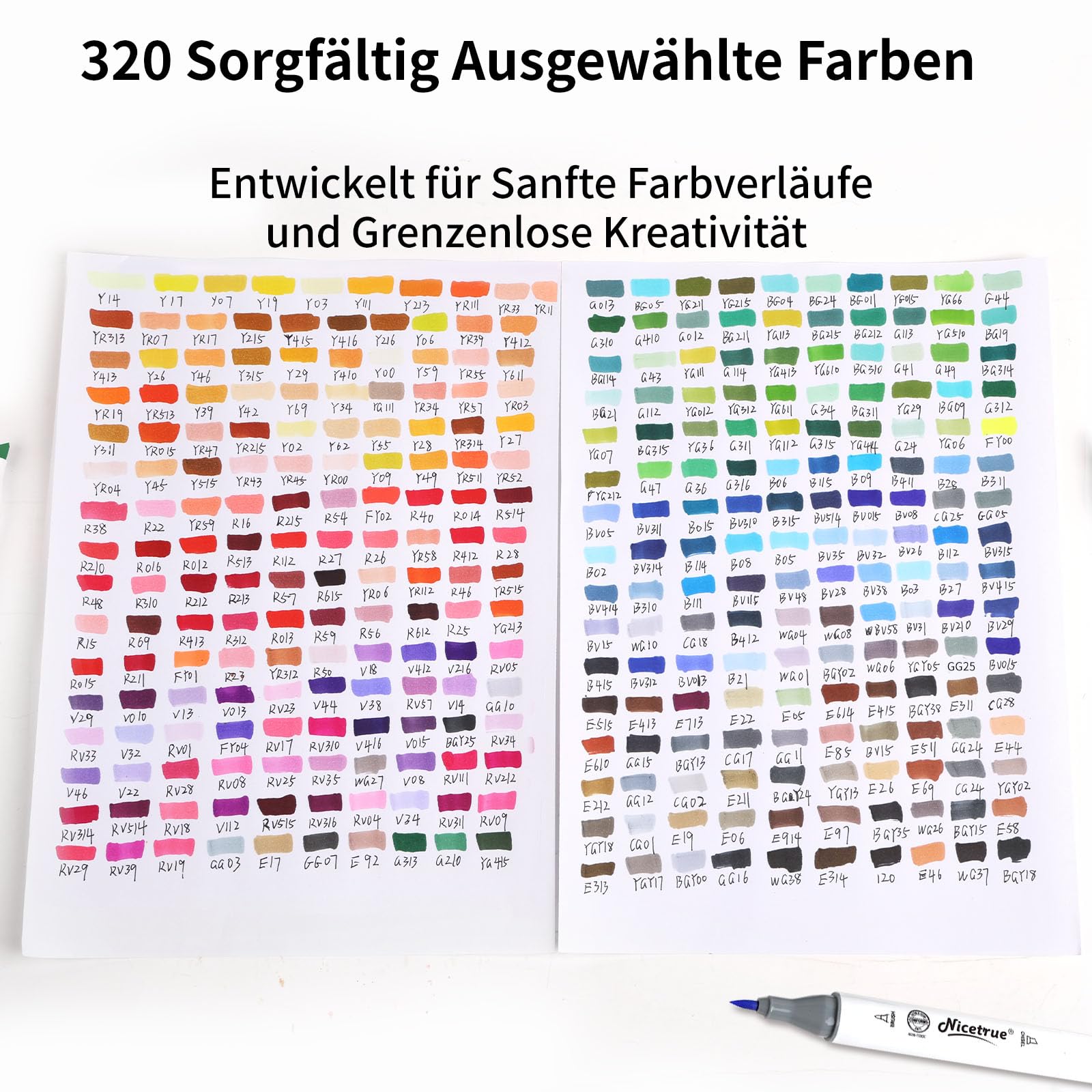 Alkohol Marker 216 Farben, Pinselspitze & Keilspitze Marker Set | Für Erwachsene & Künstler mit Skizzenbuch, Buntstiften, Farbkarte, Schutzblatt und Aufbewahrungstasche