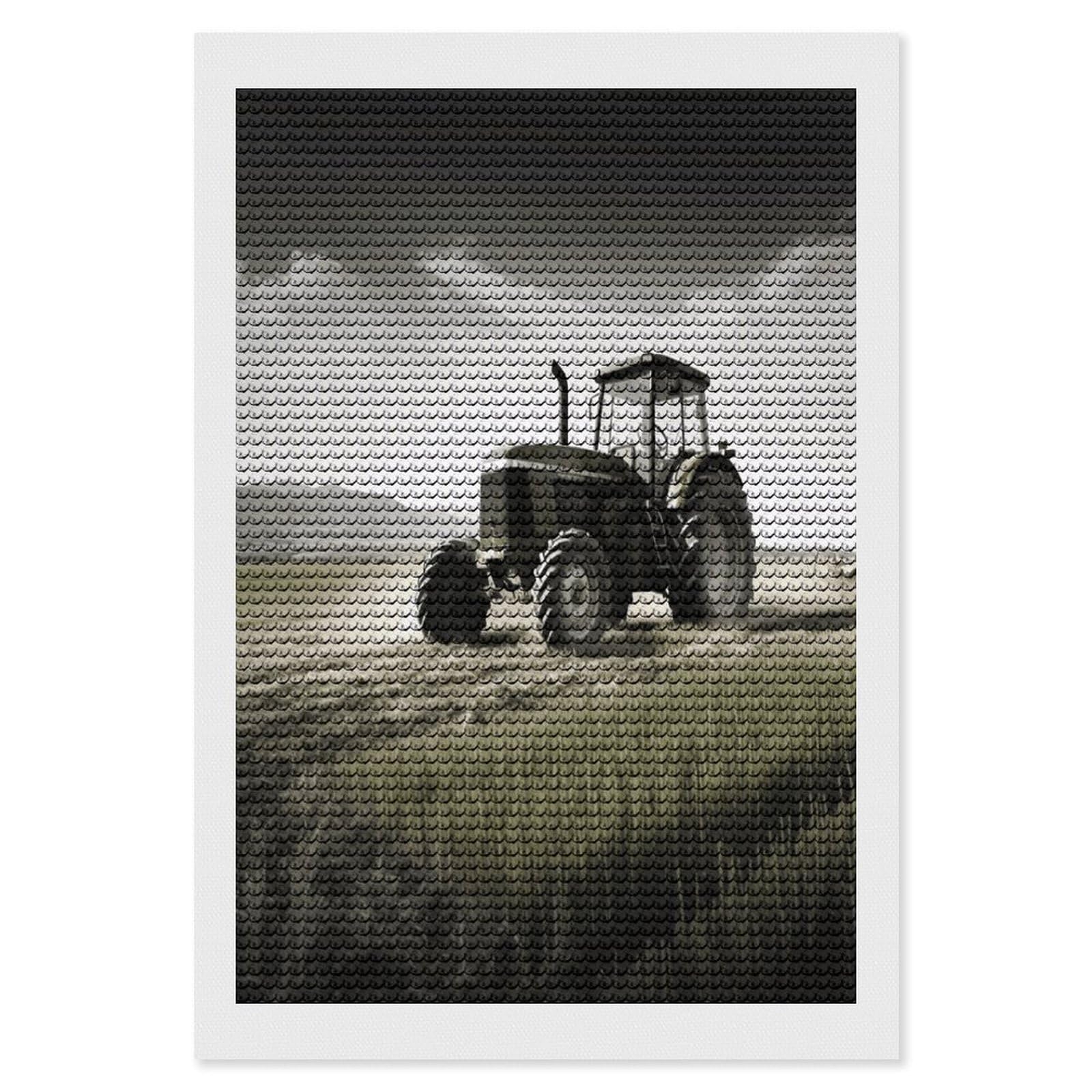 JTREHY Tractor Agriculture Tranquil Diamond Art Kits Personalized DIY Round Diamond Painting Kits for Beginner Full Drill Diamonds Dots Paintings for Adults Gem Art Crafts Home Decor