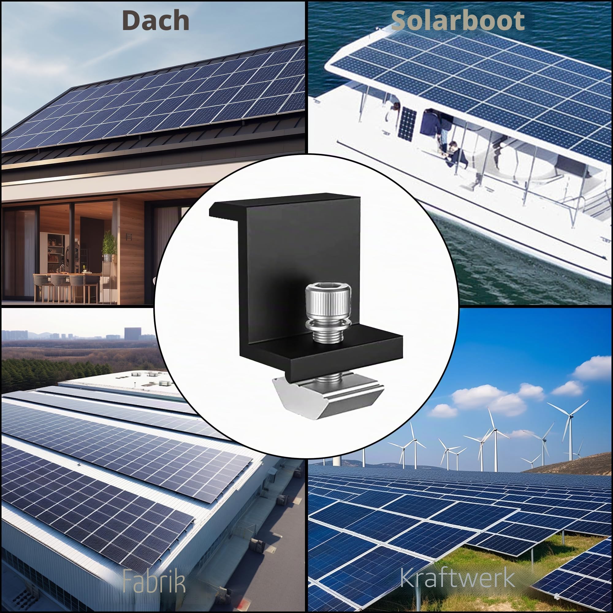 𝟐𝟎 𝐒𝐭ü𝐜𝐤 𝟑𝟎𝐦𝐦 Solarmodul Halterung Endklemme kit：Aluminiumlegierung PV Modul Endklemmen Mit Muttern und Schrauben für Photovoltaik Montageschiene Befestigung Solarpanelen (Schwarz)
