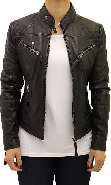 black fitted biker jacket
