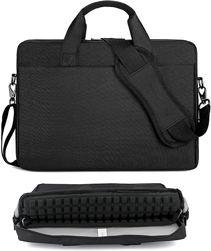Bolsa para laptop de 13 a 15.6 pulgadas, funda para laptop, bolsa de aire para laptop, bolsa de mensajero para mujeres y hombres, color negro