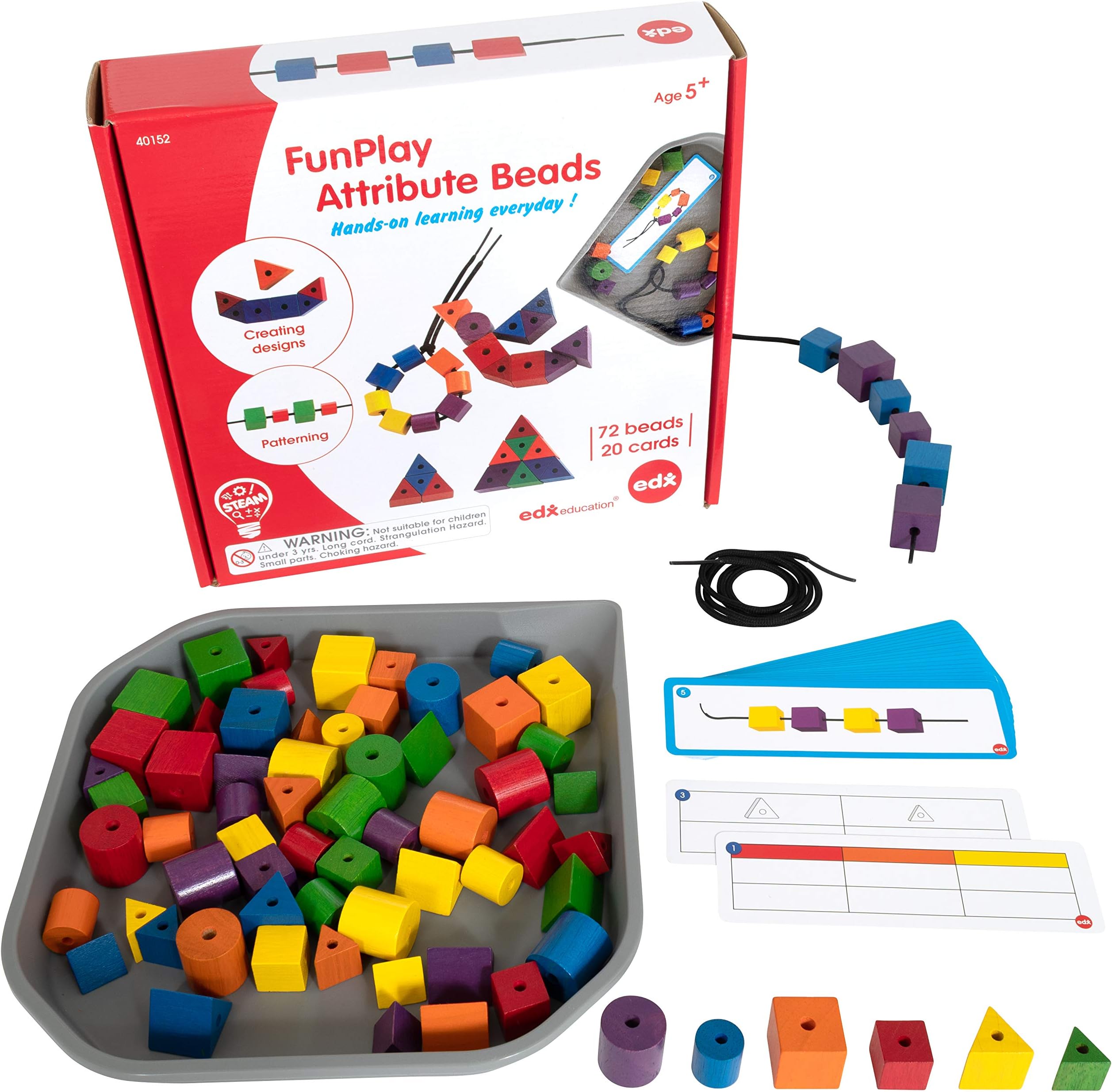 edx education 54121 FunPlay Attribute Beads - Activity Tray & Guide Included